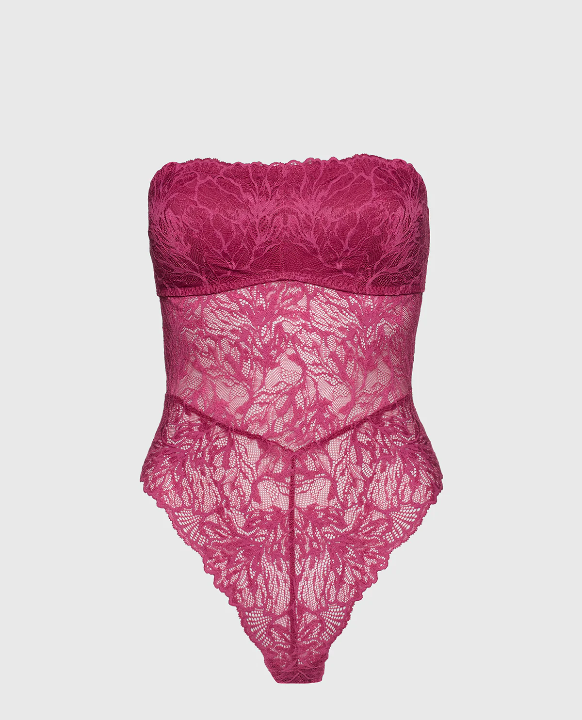 Allover Lace Open Back Bodysuit in Electric Rouge - Image 5