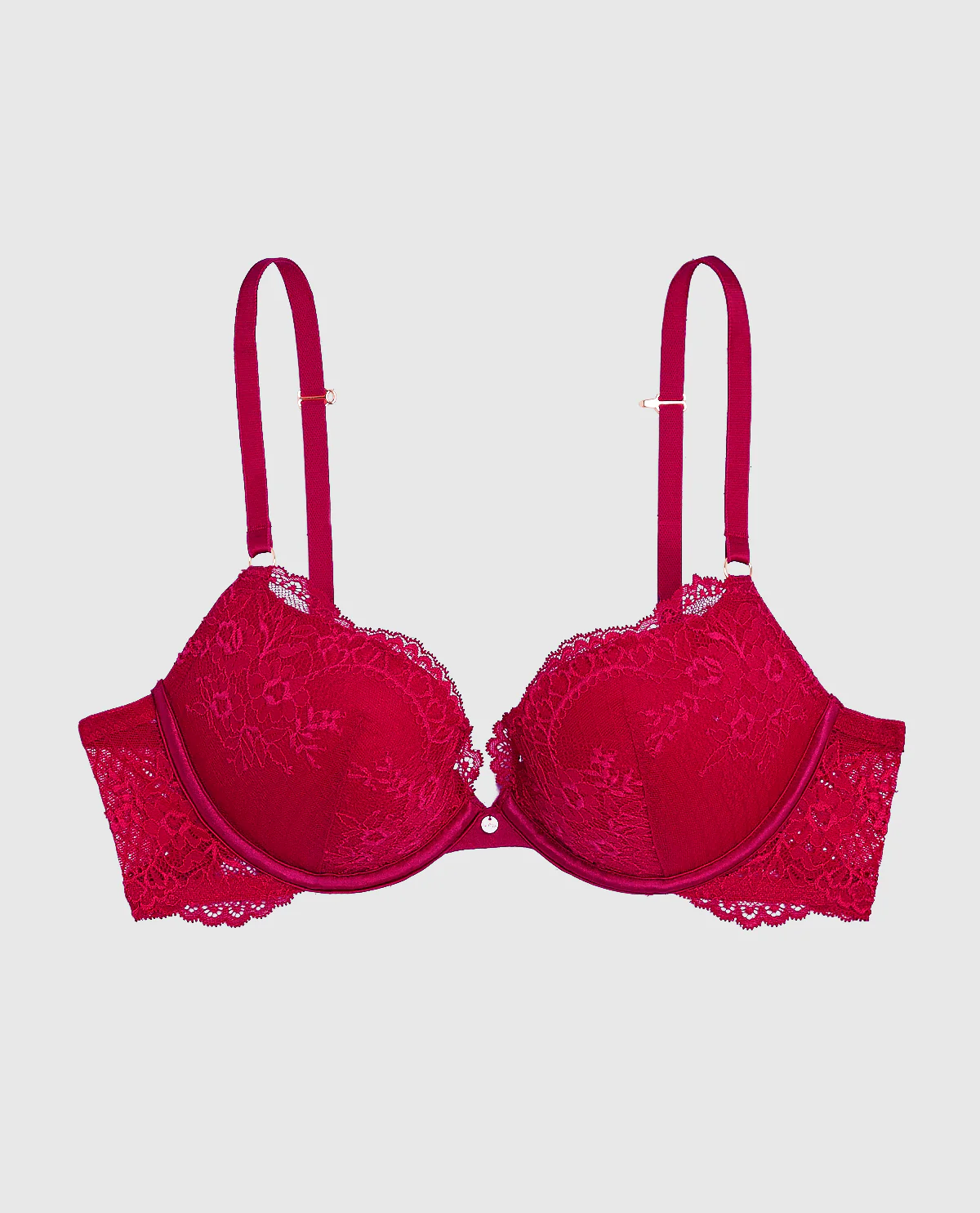 Allover Lace Push Up Bra in Cosmo Red - Image 6