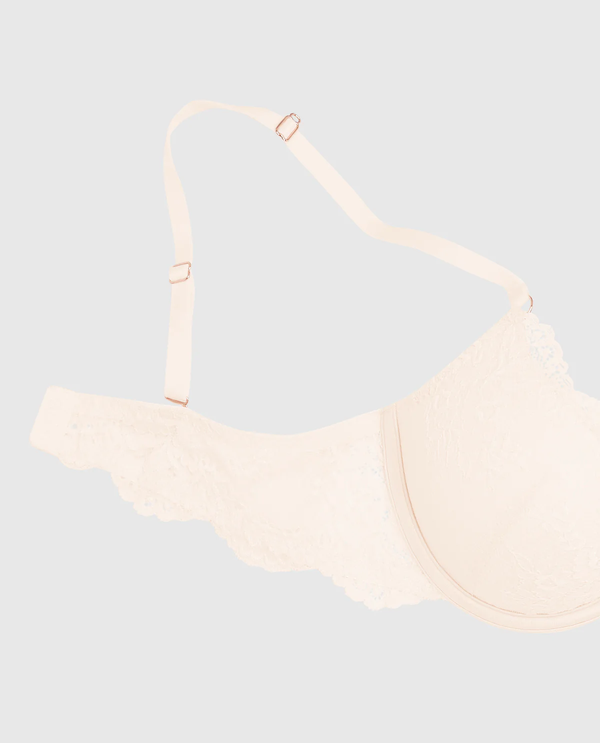 Allover Lace Up 2 Cup Push Up Bra in Ivory Dawn - Image 6