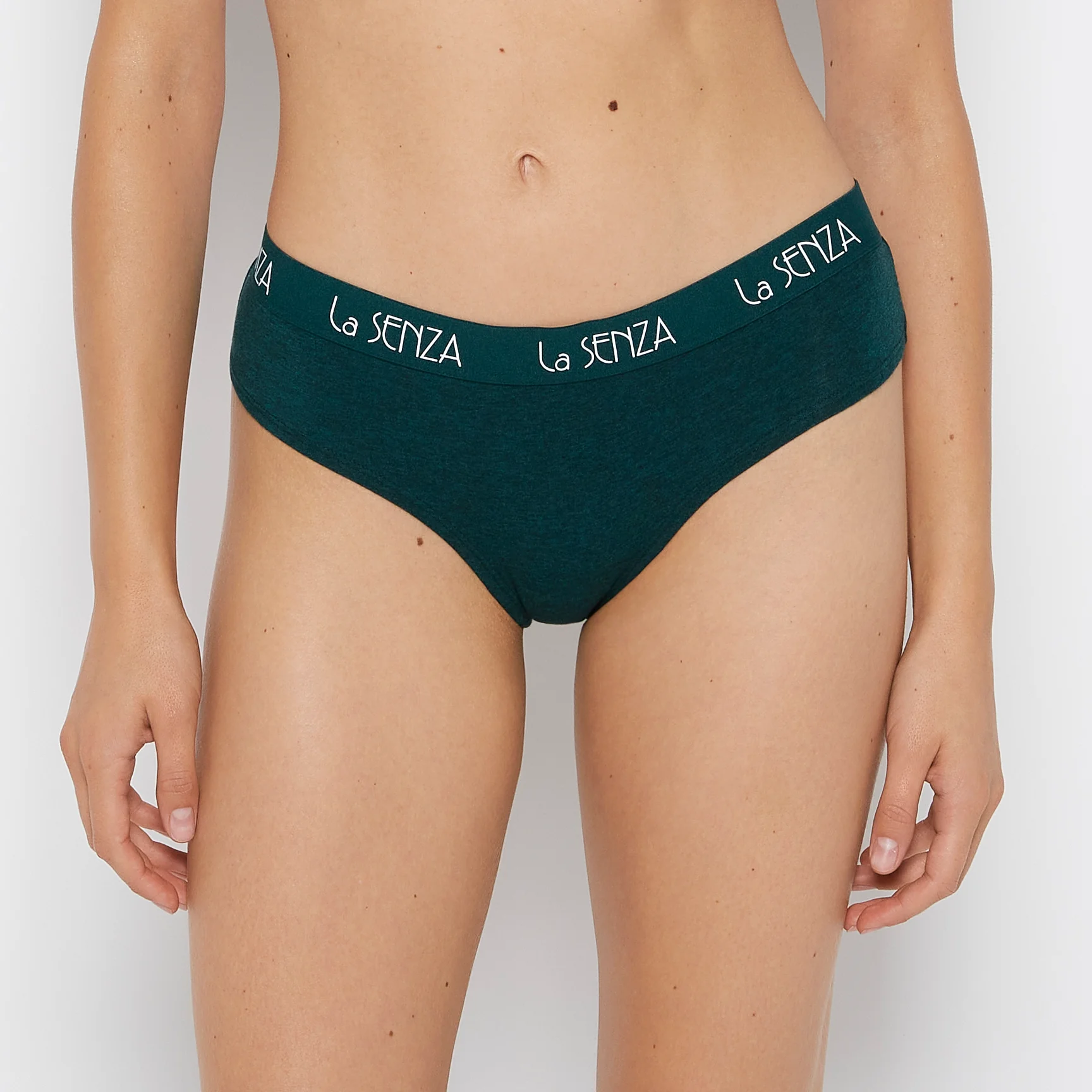 Art Deco Logo Hipster Panty in Emerald Green Heather