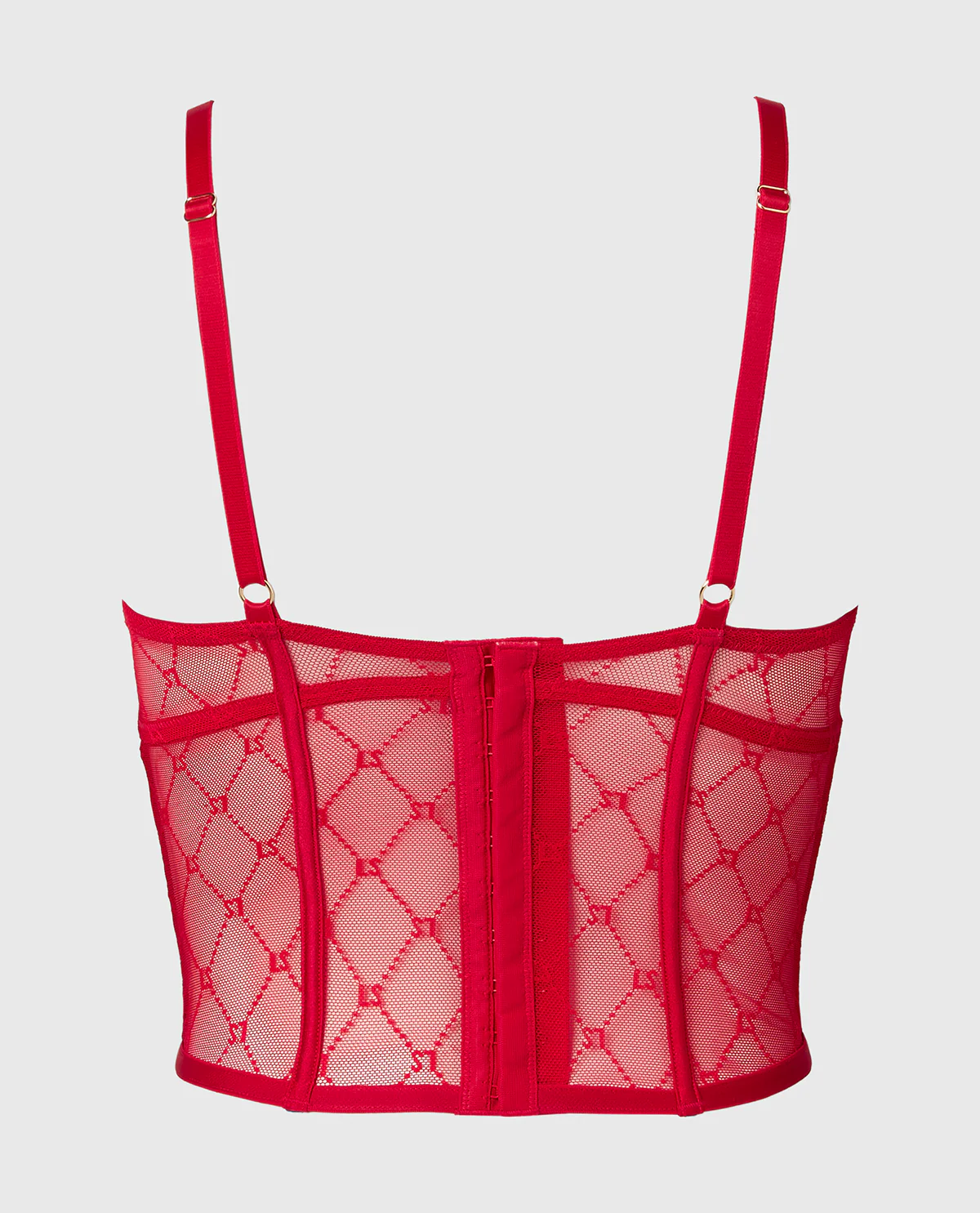 Balconette Mesh Bustier in Crimson - Image 5
