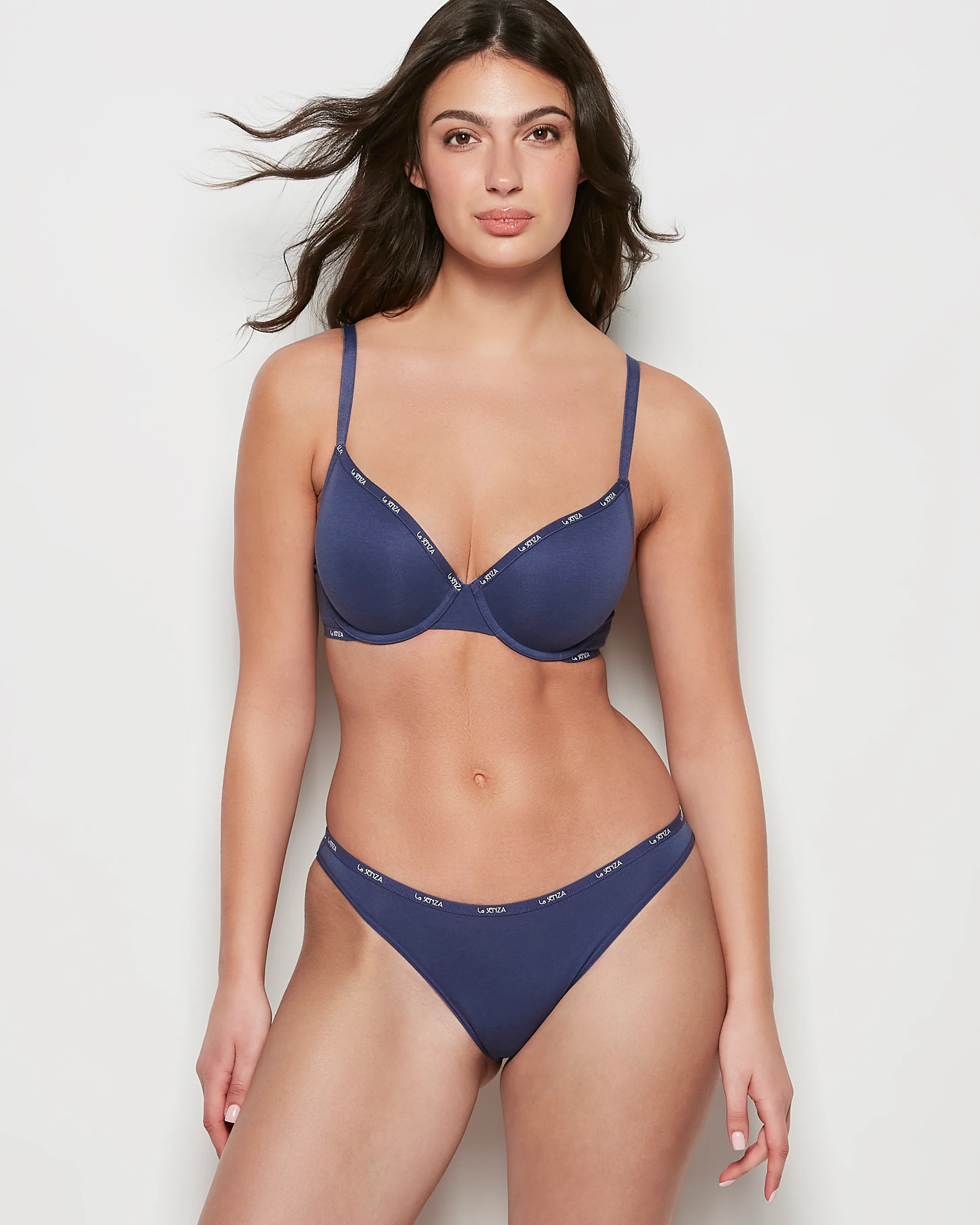 Bikini Panty with Logo Trim in Dusk Blue - Image 6