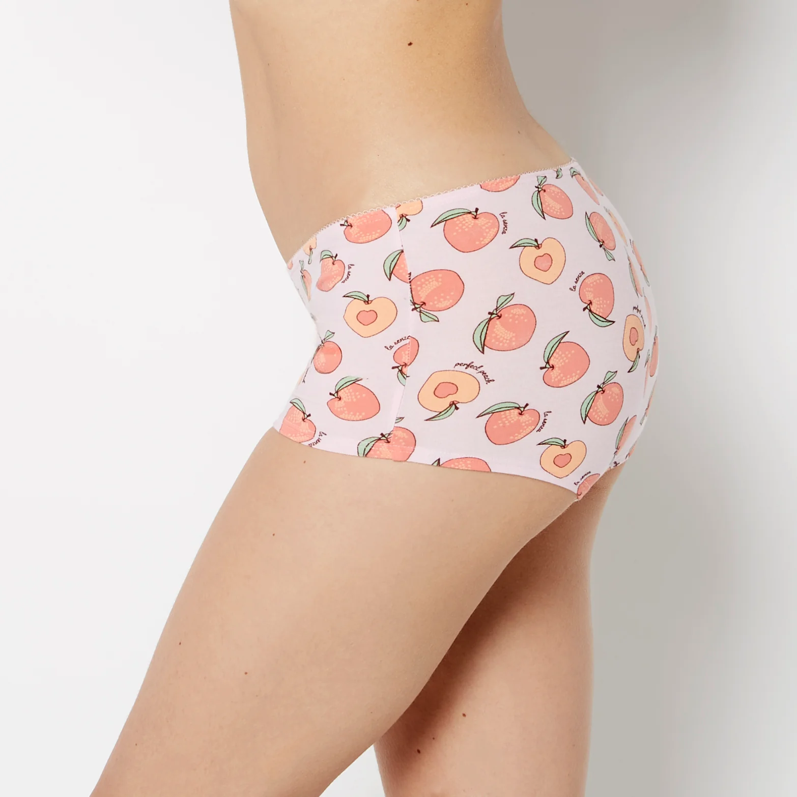 Boyshort Cotton Panty and Picot Trim in Perfect Peach - Image 2