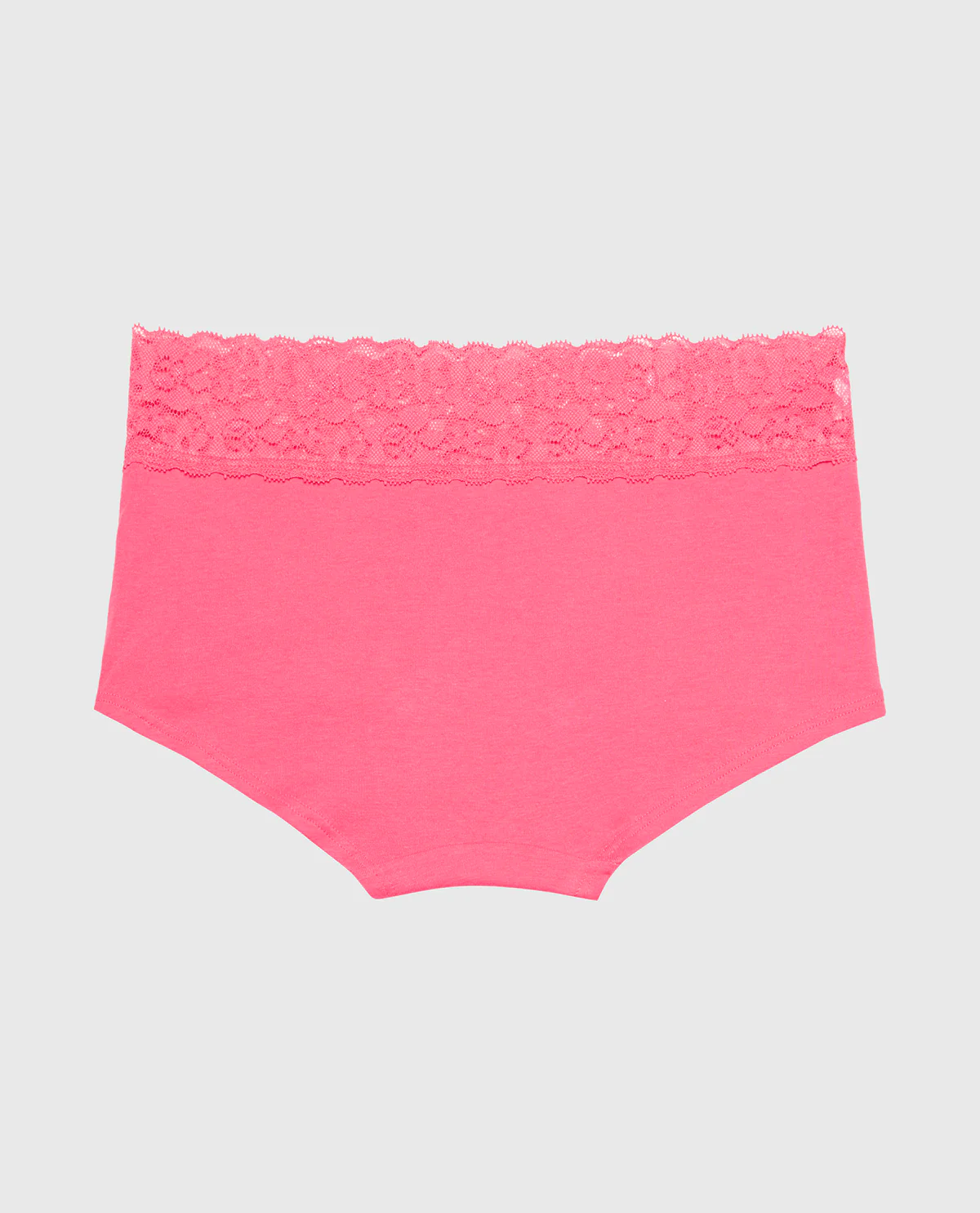 Boyshort Cotton Panty With Lace Trim in Hot Pink - Image 5