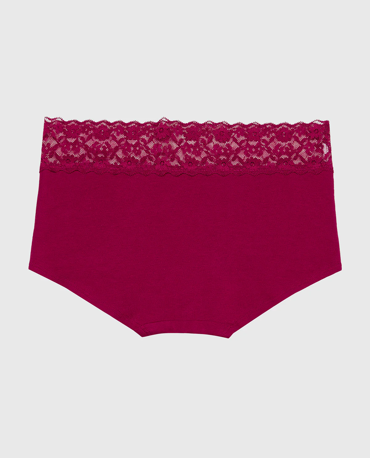 Boyshort Cotton Panty With Lace Trim in Plum Rose - Image 5