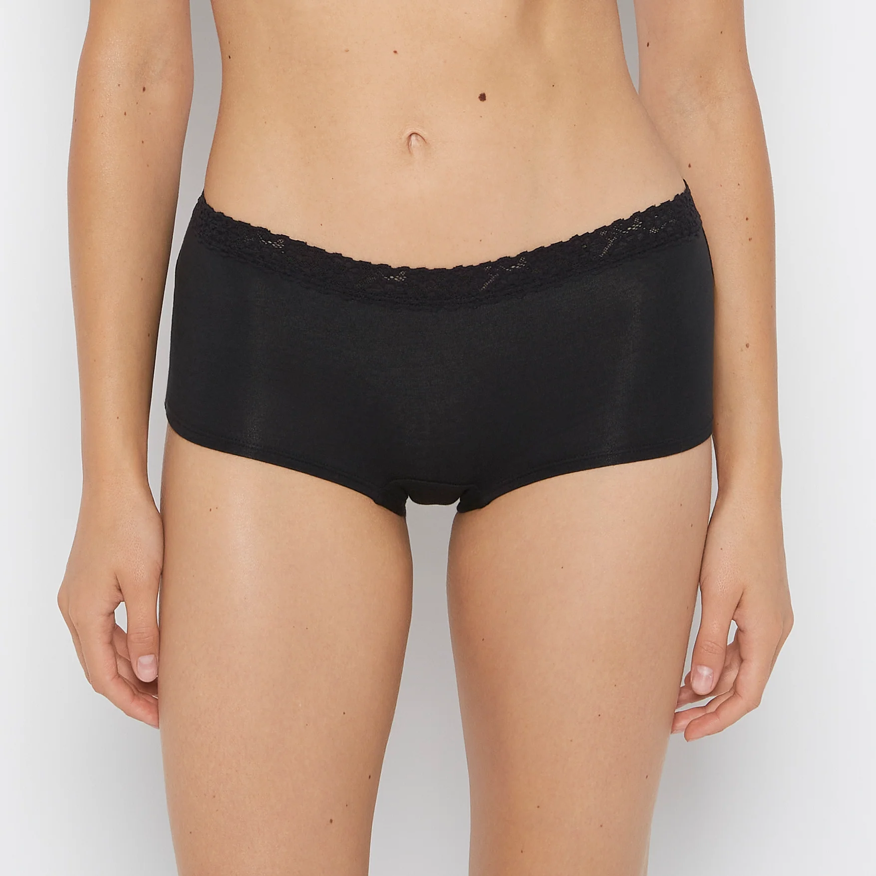 Boyshort Pantie with Cozy Trim in Tuxedo Black