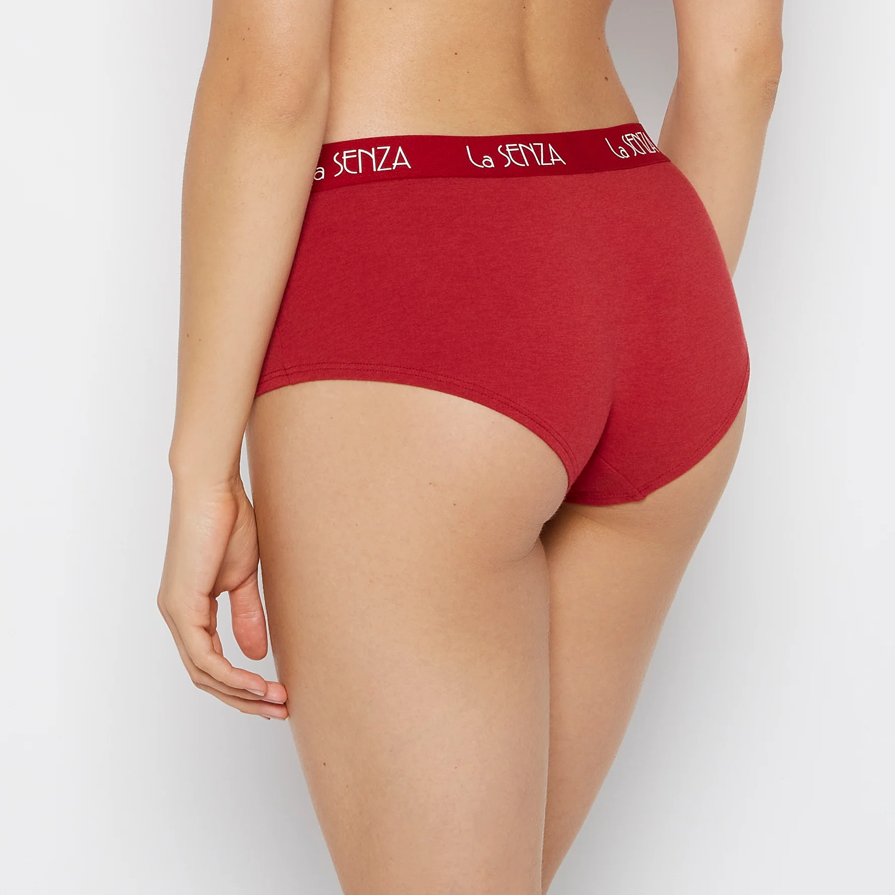 Boyshort Panty with Art Deco Logo in Crimson Heather - Image 3