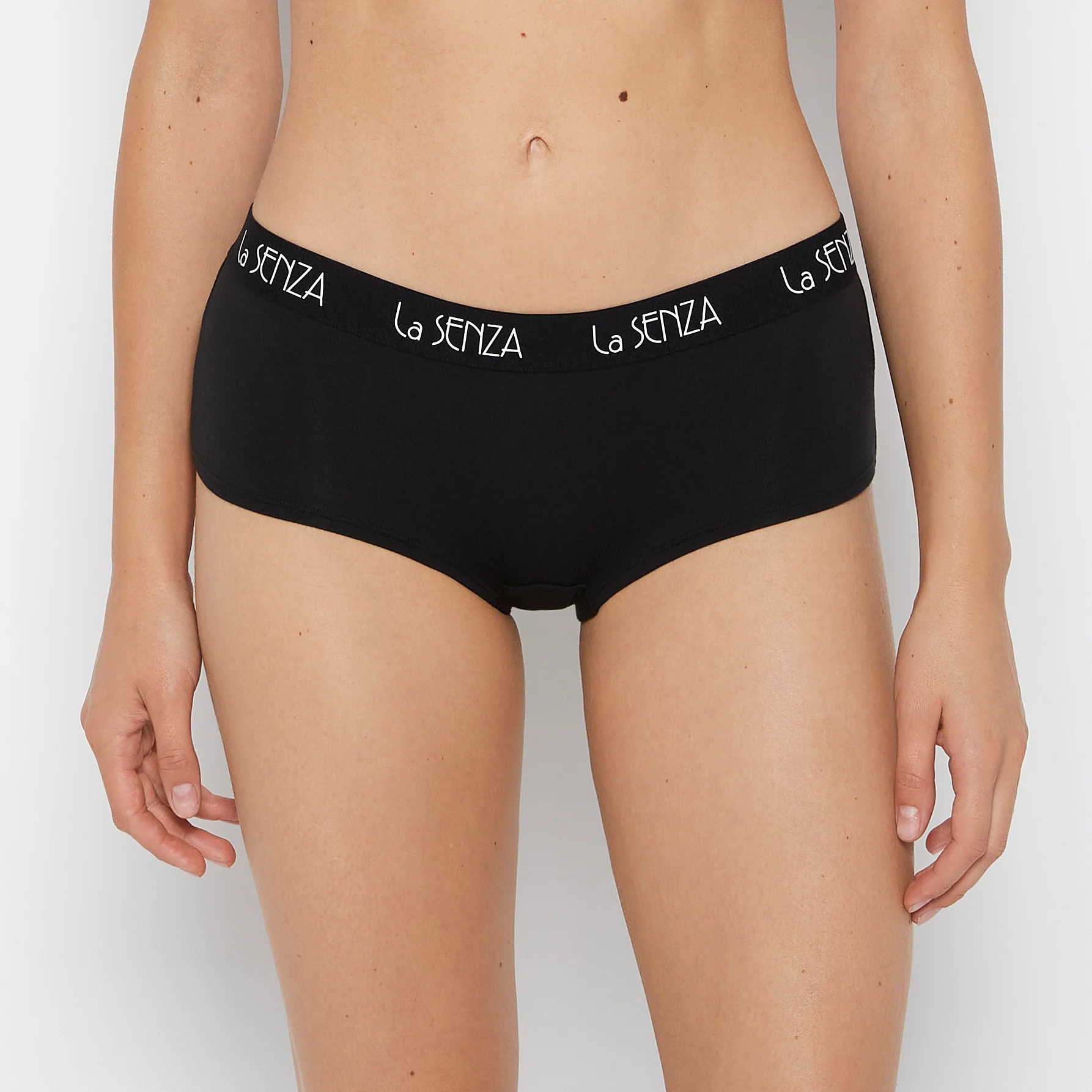 Boyshort Panty with Art Deco Logo in Tuxedo Black