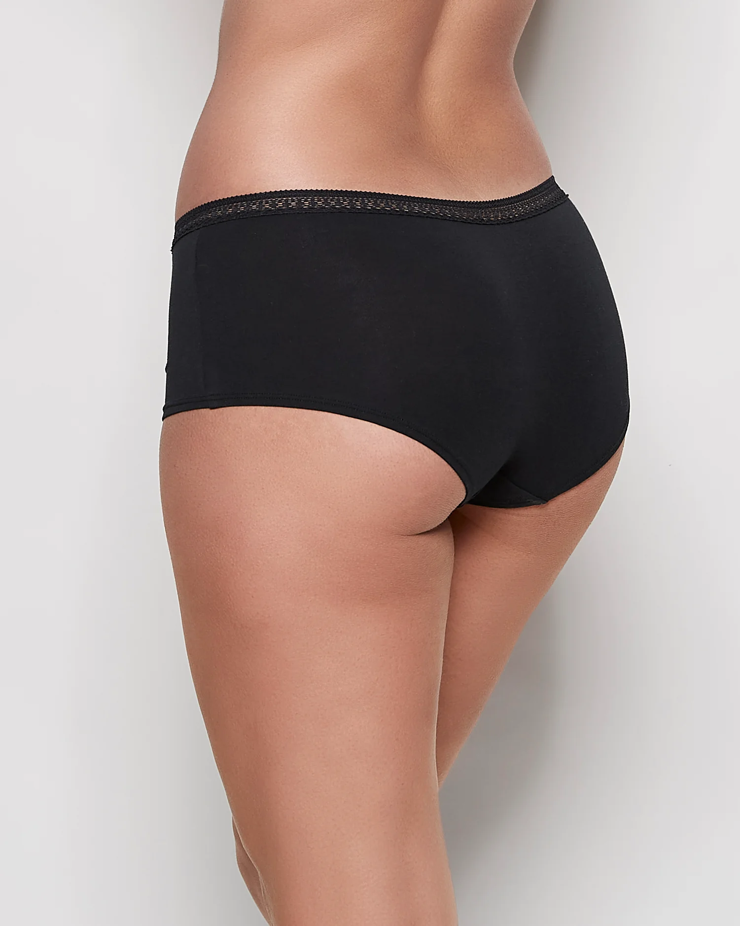 Boyshort Panty with Elemental Lace in Black - Image 3