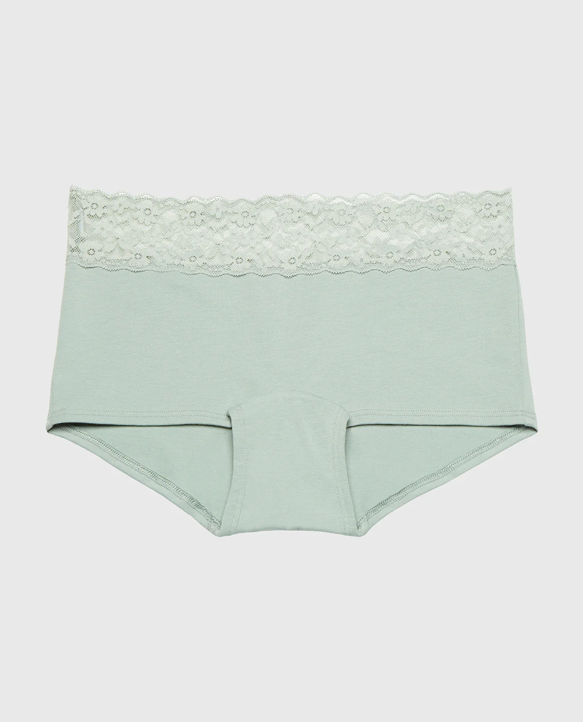 Boyshort Panty With Lace Trim in Iceberg Green - Image 4