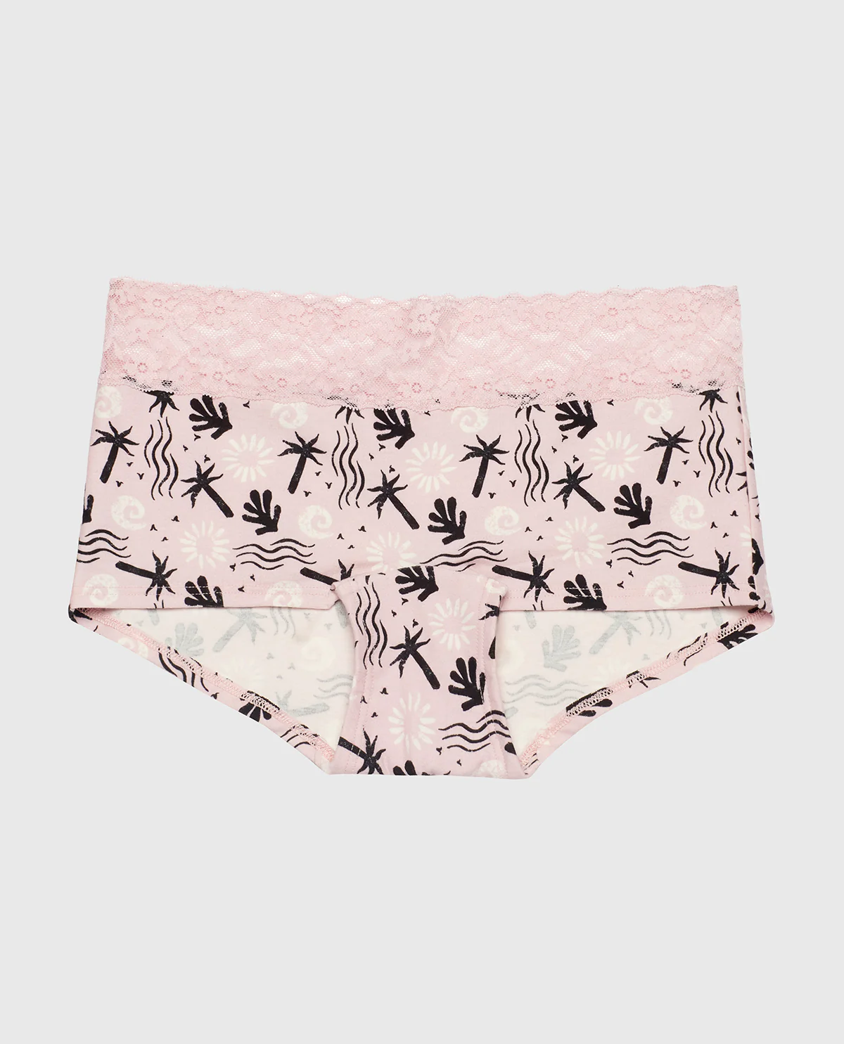 Boyshort Panty with Lace Trim in Sand and Surf - Image 4