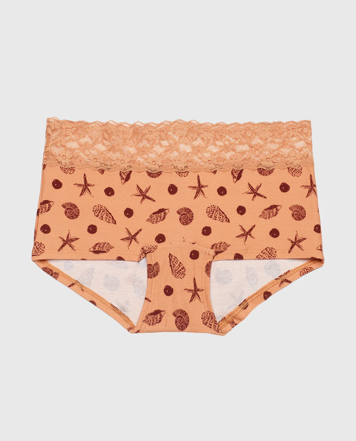 Boyshort Panty with Lace Trim in She Sells Sea Shells - Image 4