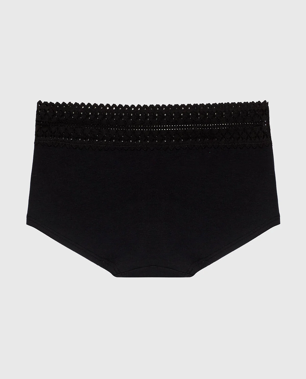 Boyshort Panty with Lace Trim in Tuxedo Black - Image 5