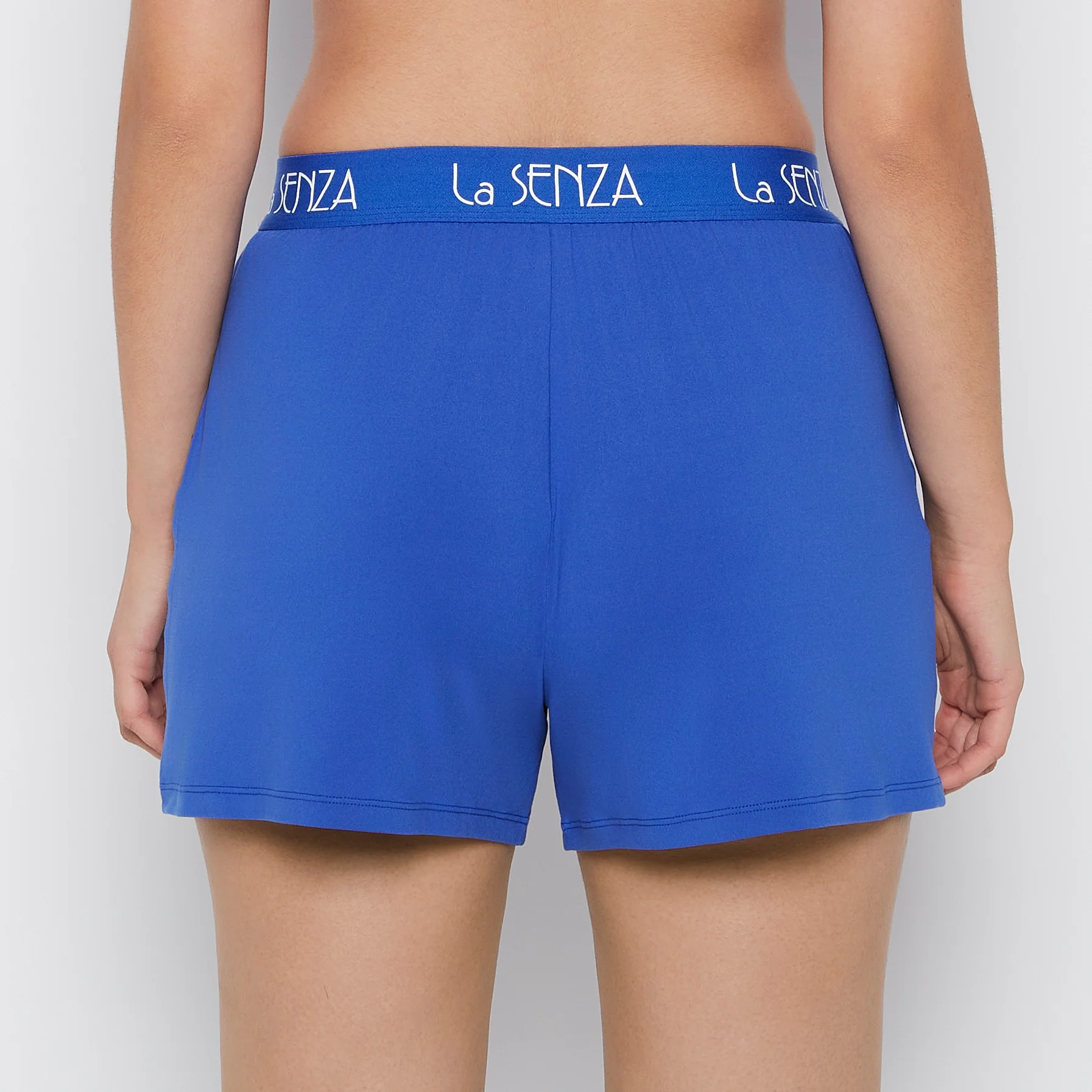 Brush Jersey Shorts with art deco logo in Dazzling Blue - Image 3
