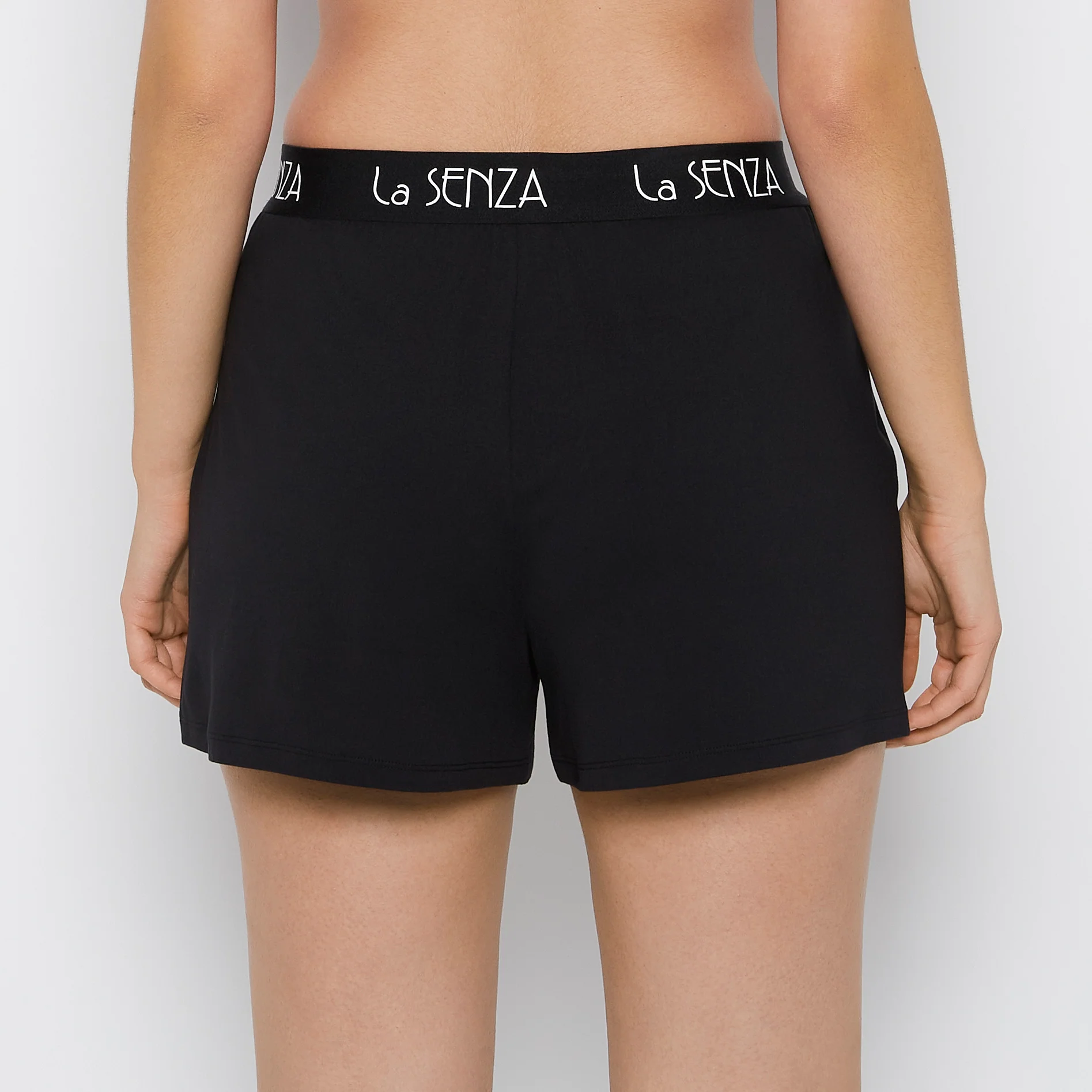 Brush Jersey Shorts with art deco logo in Tuxedo Black - Image 3