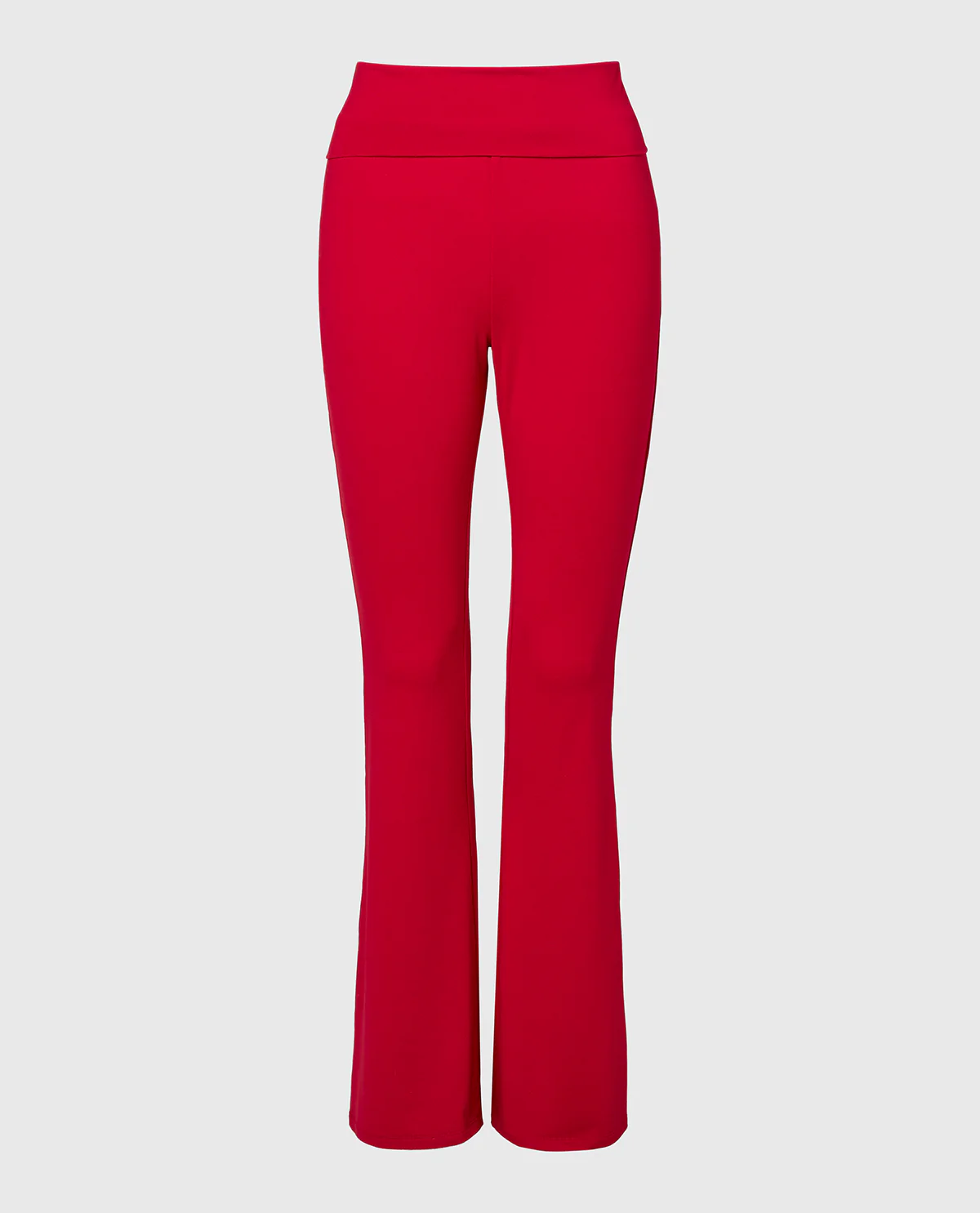 Brushed Jersey Fold over flare leg pant in Crimson - Image 4