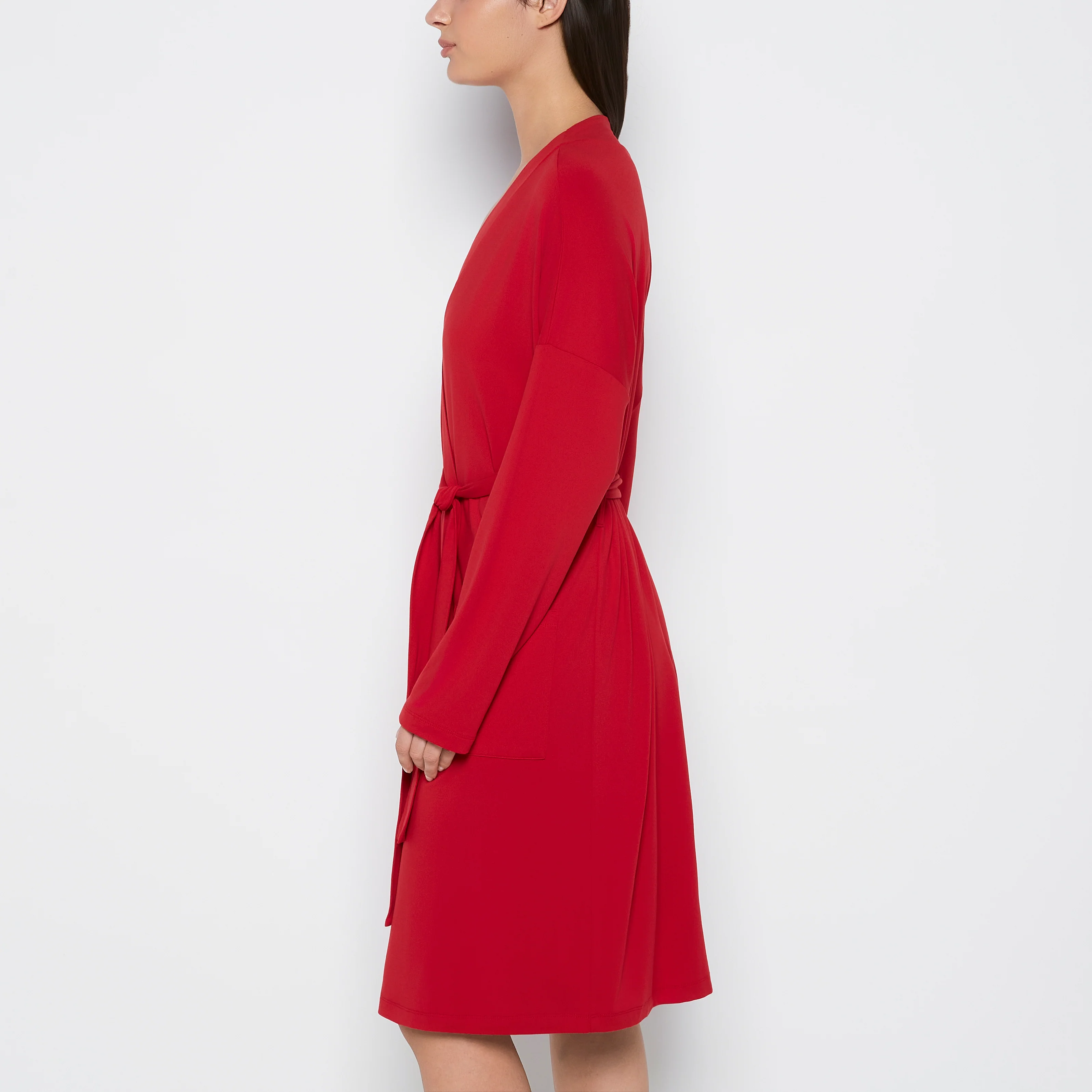Brushed Jersey Robe in Crimson - Image 2