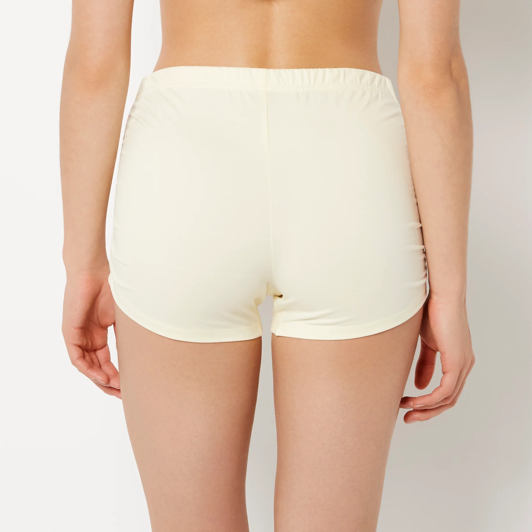 Casual Sleep Jersey Side Scrunch Short in Lemon Icing - Image 3