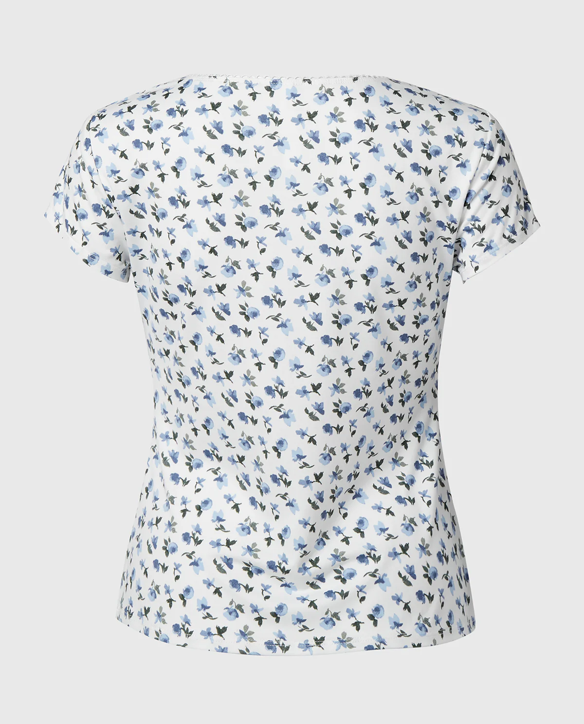 Casual Sleep Jersey V Neck Top With Picot Trim in Breezy Mid Floral - Image 5