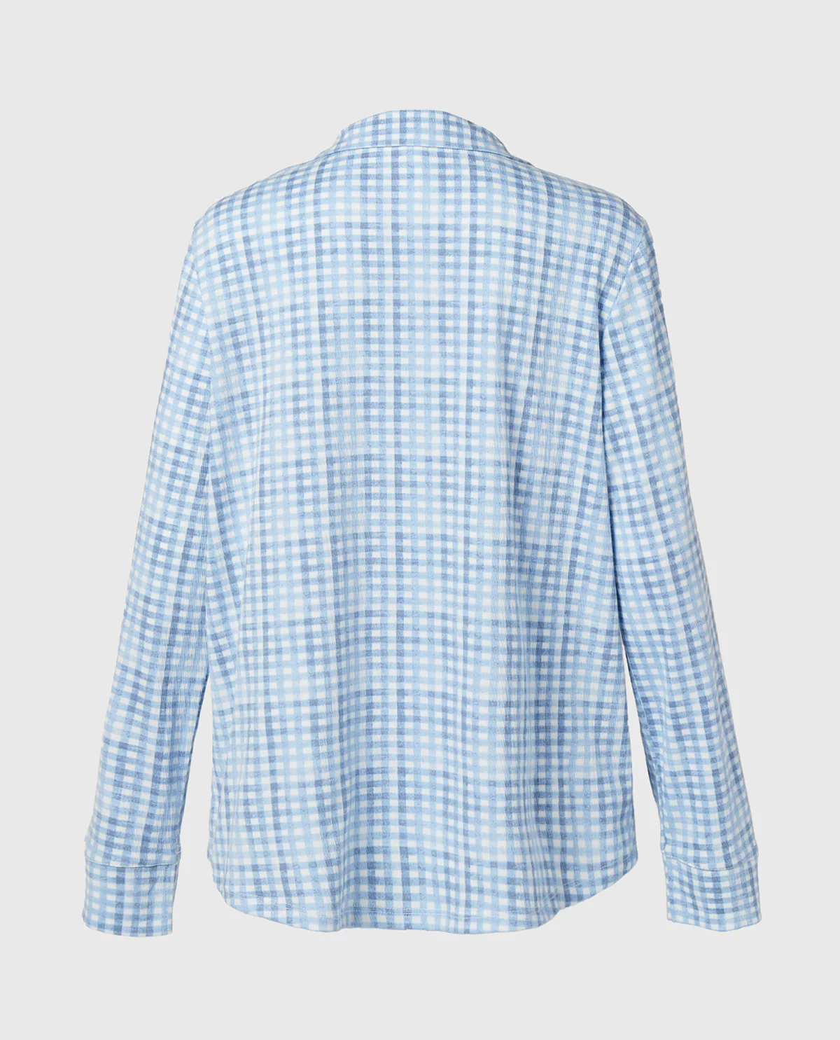 Casual Sleep Long Sleeve Button Down in a Textured Knit in Breezy Gingham - Image 5
