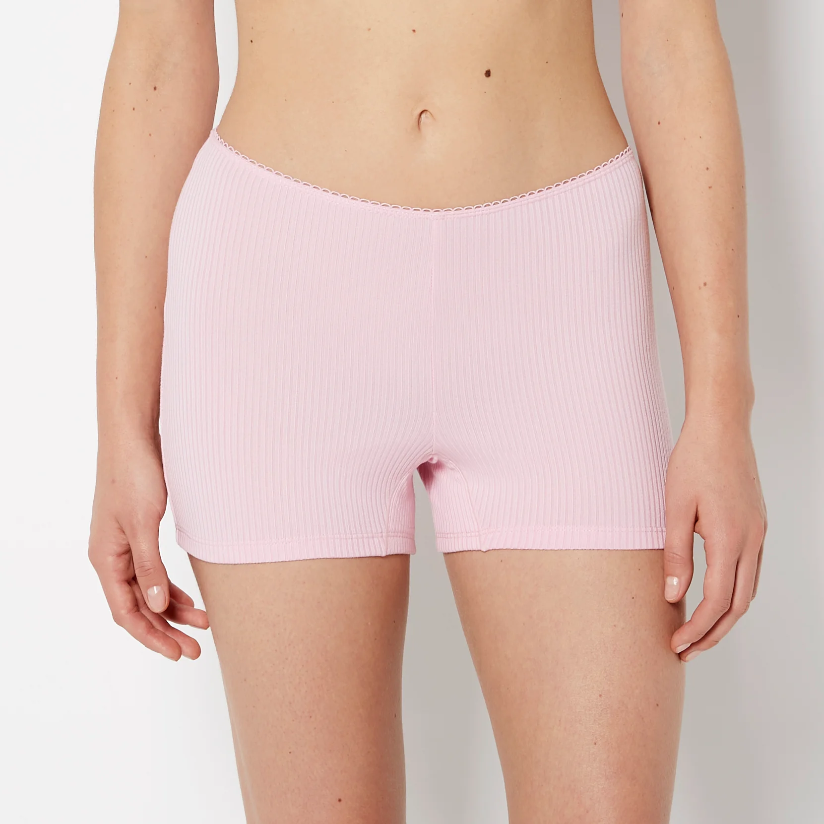 Casual Sleep Ribbed Short With Picot Trim in Sweet Dream