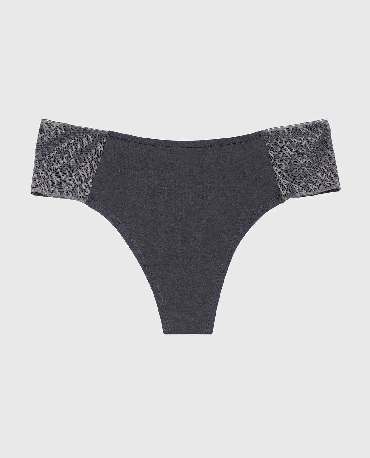 Cheeky Thong Panty with Logo in Ebony - Image 4