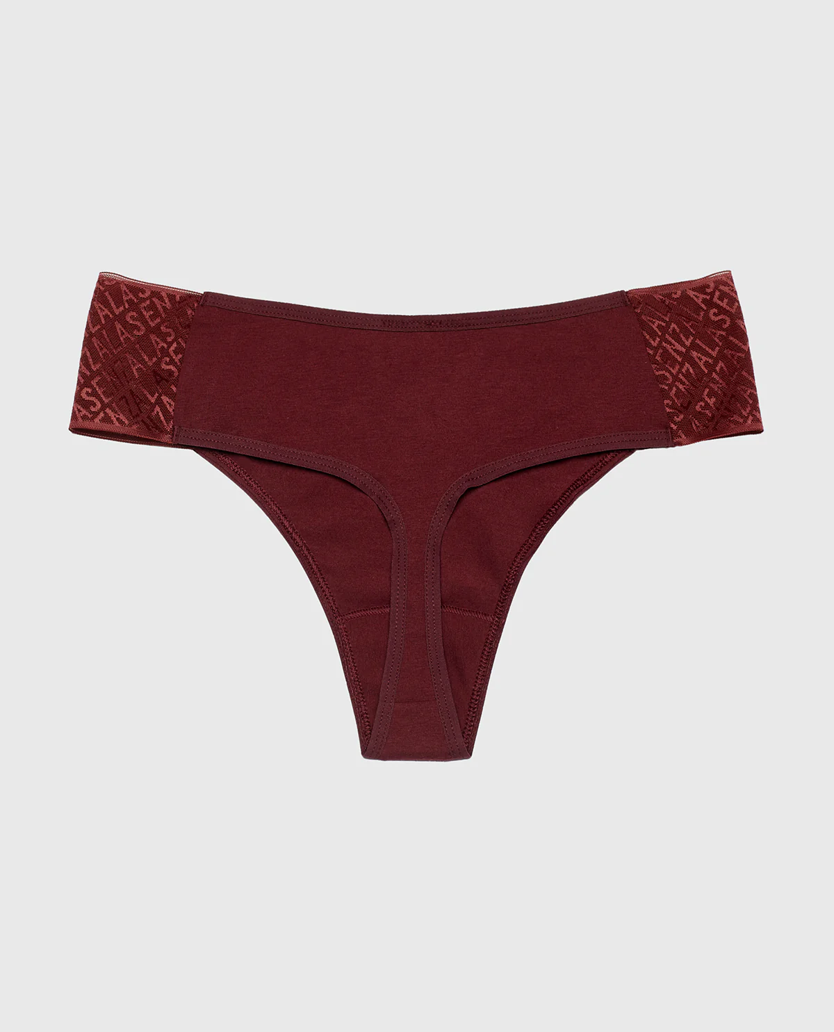 Cheeky Thong Panty with Logo in Russian Ruby - Image 5