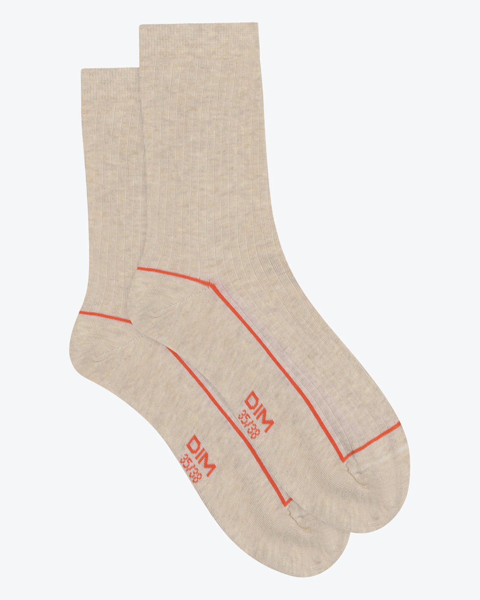 Cotton Sports Crew Sock in Soft Cream - Image 3