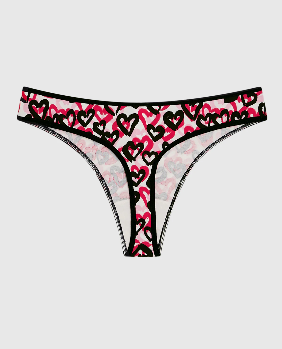 Cotton Thong Panty in Graffiti Hearts - Image 5