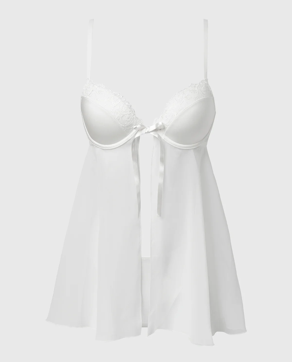 Designer Collection Lightly Lined Demi Babydoll With Breezy Embroidery In Ivory - Image 4