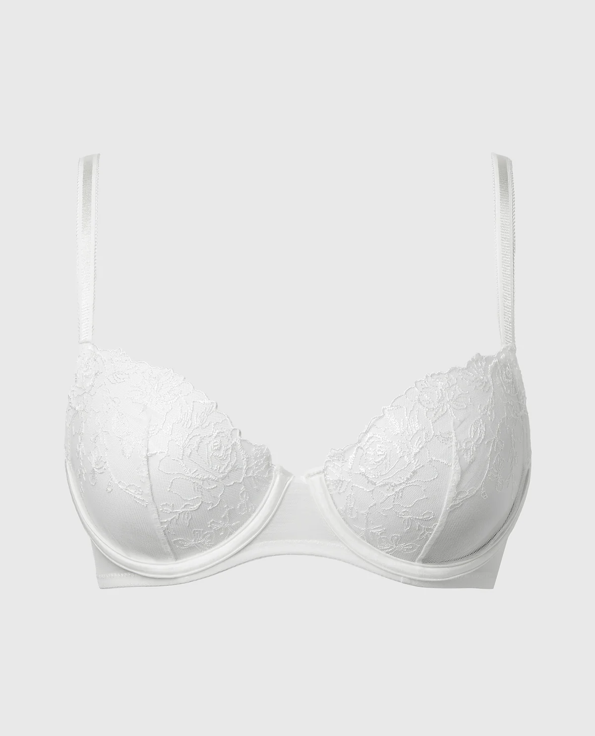 Designer Collection Unlined Demi Bra With Breezy Embroidery in Ivory - Image 4