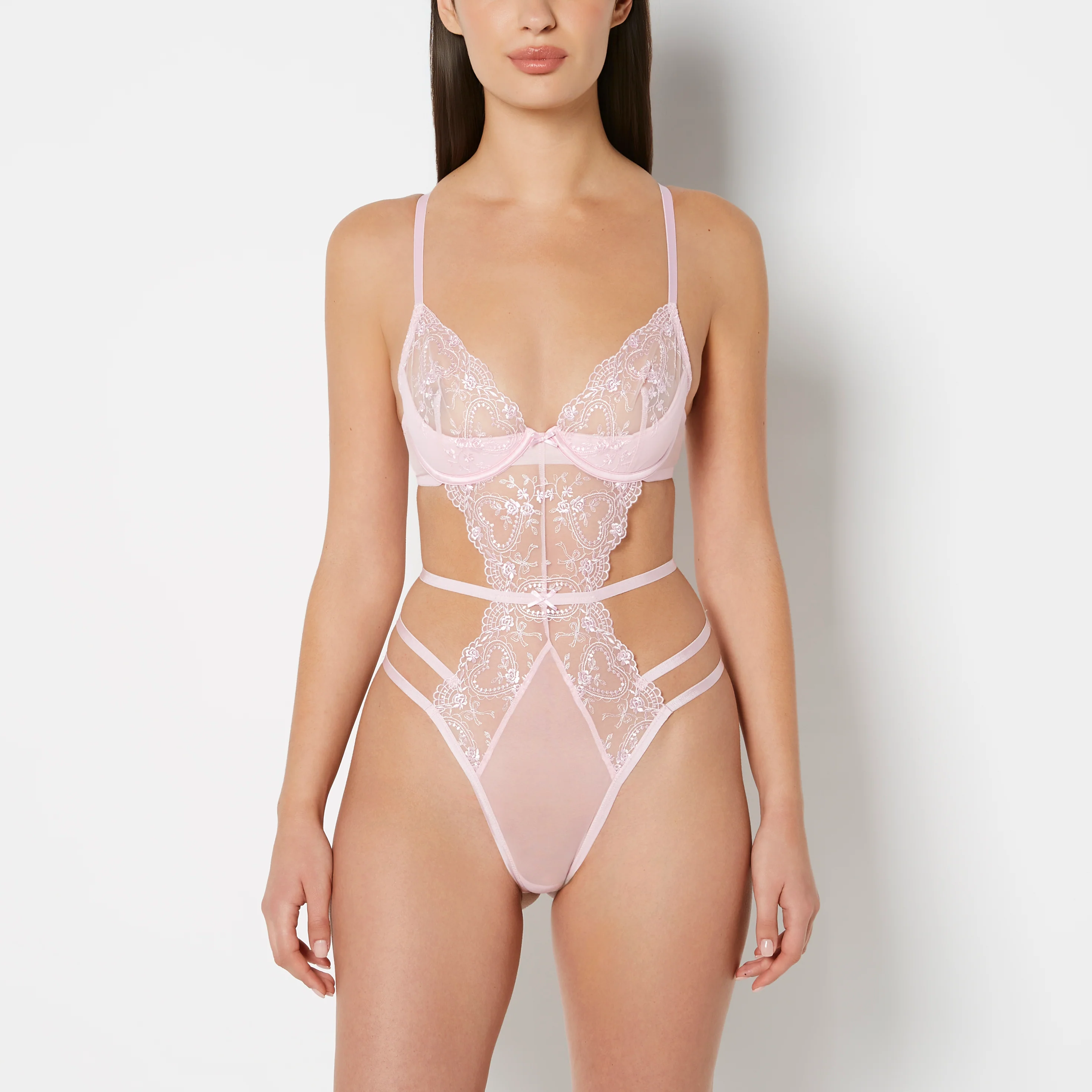 Designer Collection Unlined Demi Teddy With Be Mine Embroidery in Sweet Dream