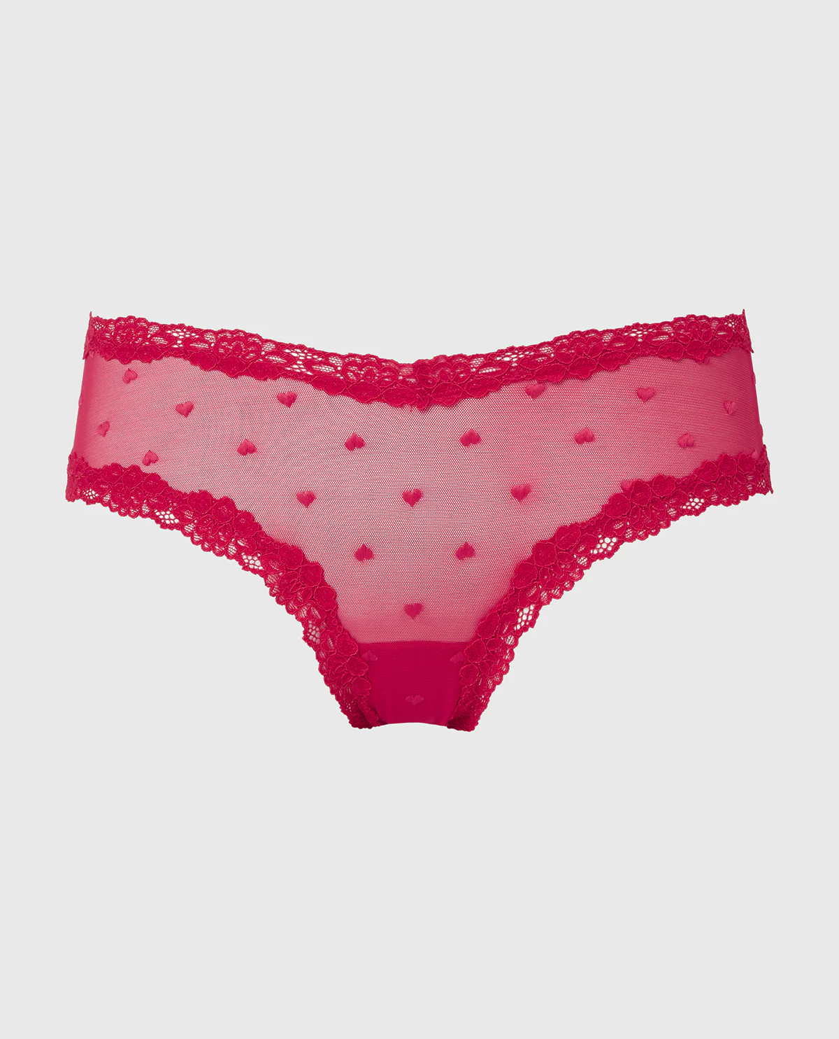 Diva Cheeky With Heart Mesh and Lace Trim in Crimson - Image 4