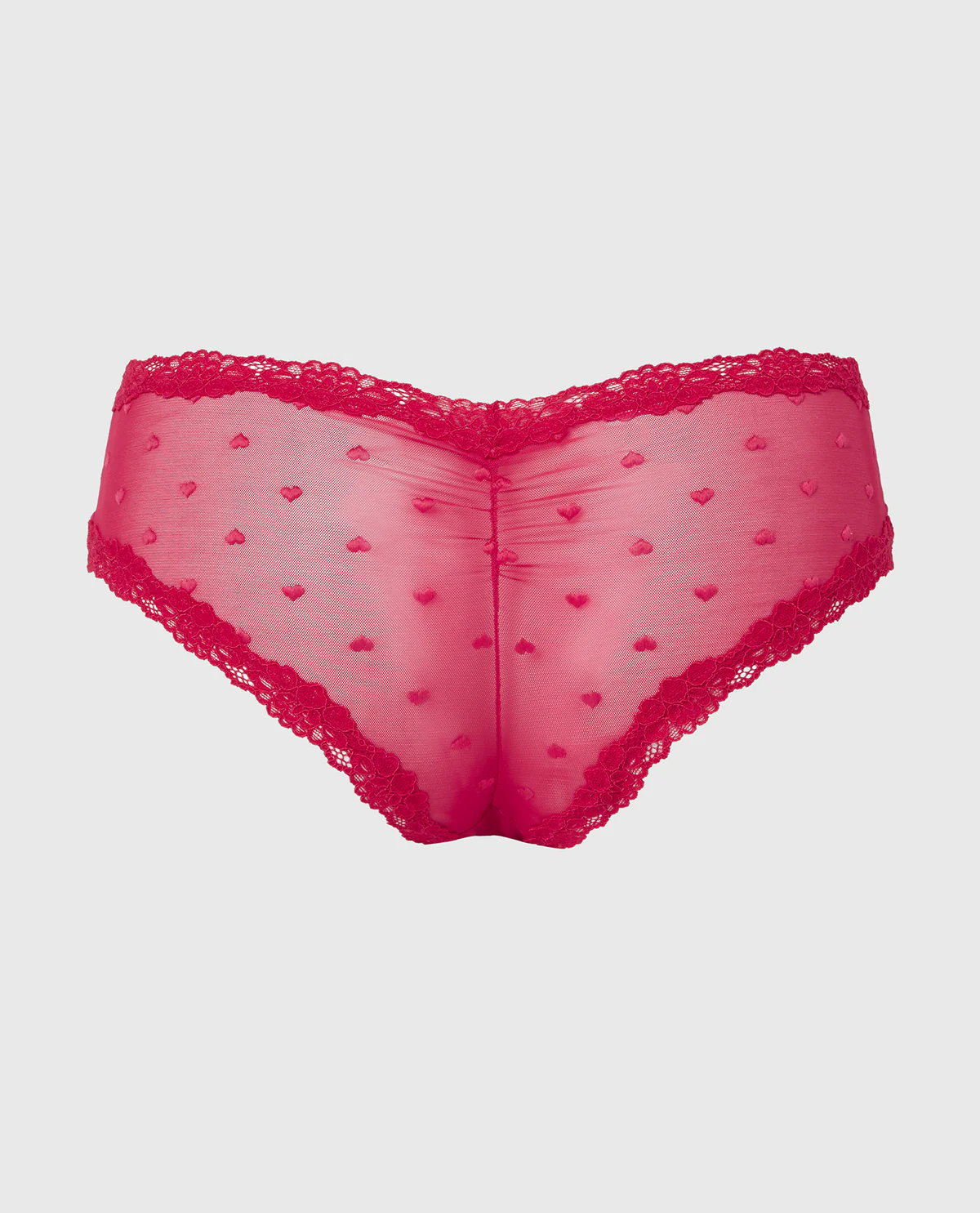Diva Cheeky With Heart Mesh and Lace Trim in Crimson - Image 5