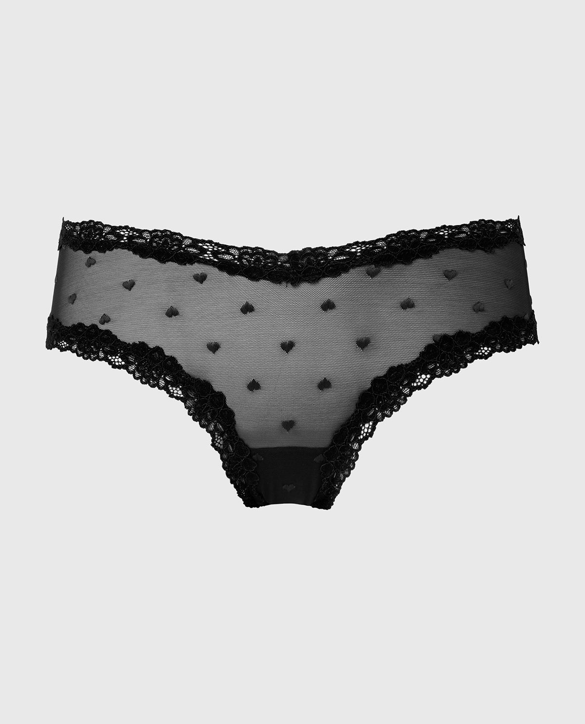 Diva Cheeky With Heart Mesh and Lace Trim in Tuxedo Black - Image 4