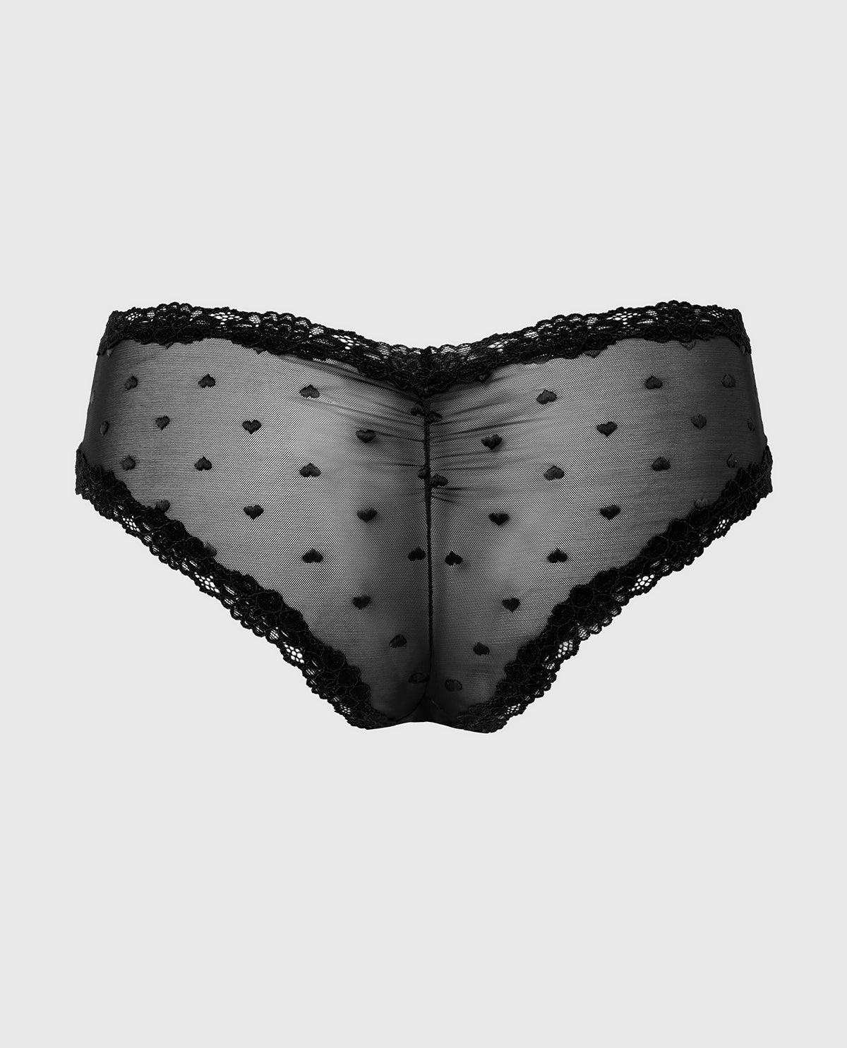 Diva Cheeky With Heart Mesh and Lace Trim in Tuxedo Black - Image 5
