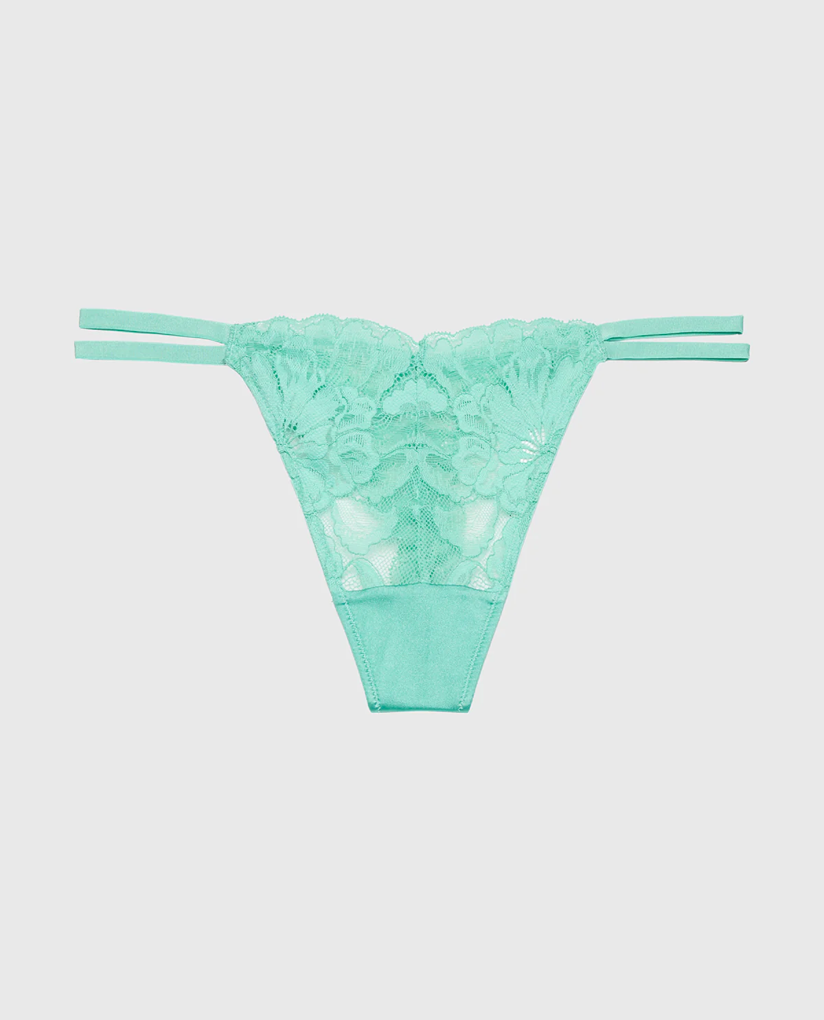 Diva High Leg String Thong With Lavish Lace in Pool Blue - Image 4