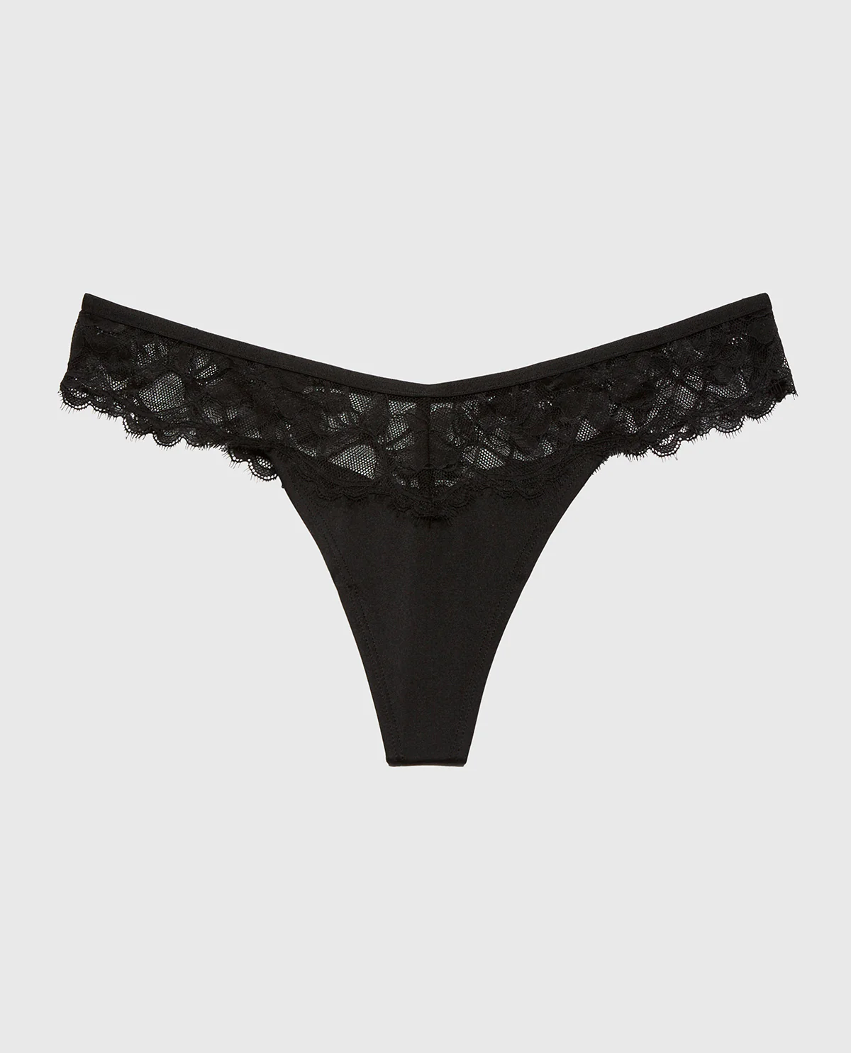 Diva Thong Panty With Afterglow Lace in Tuxedo Black - Image 4