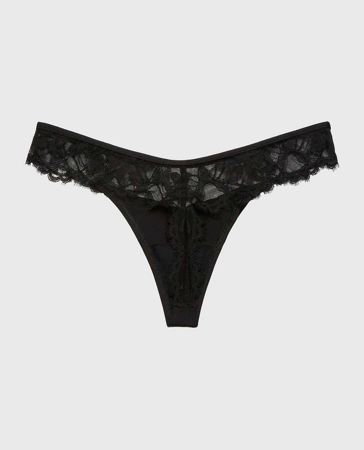 Diva Thong Panty With Afterglow Lace in Tuxedo Black - Image 5