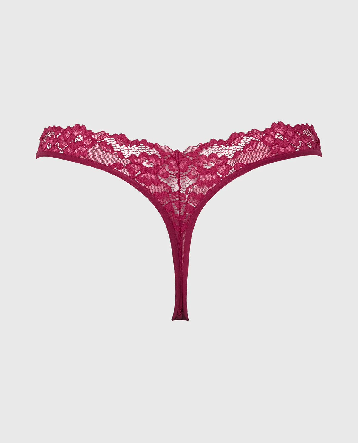 Diva Thong Panty with Romantic Lace in Plum Rose - Image 5