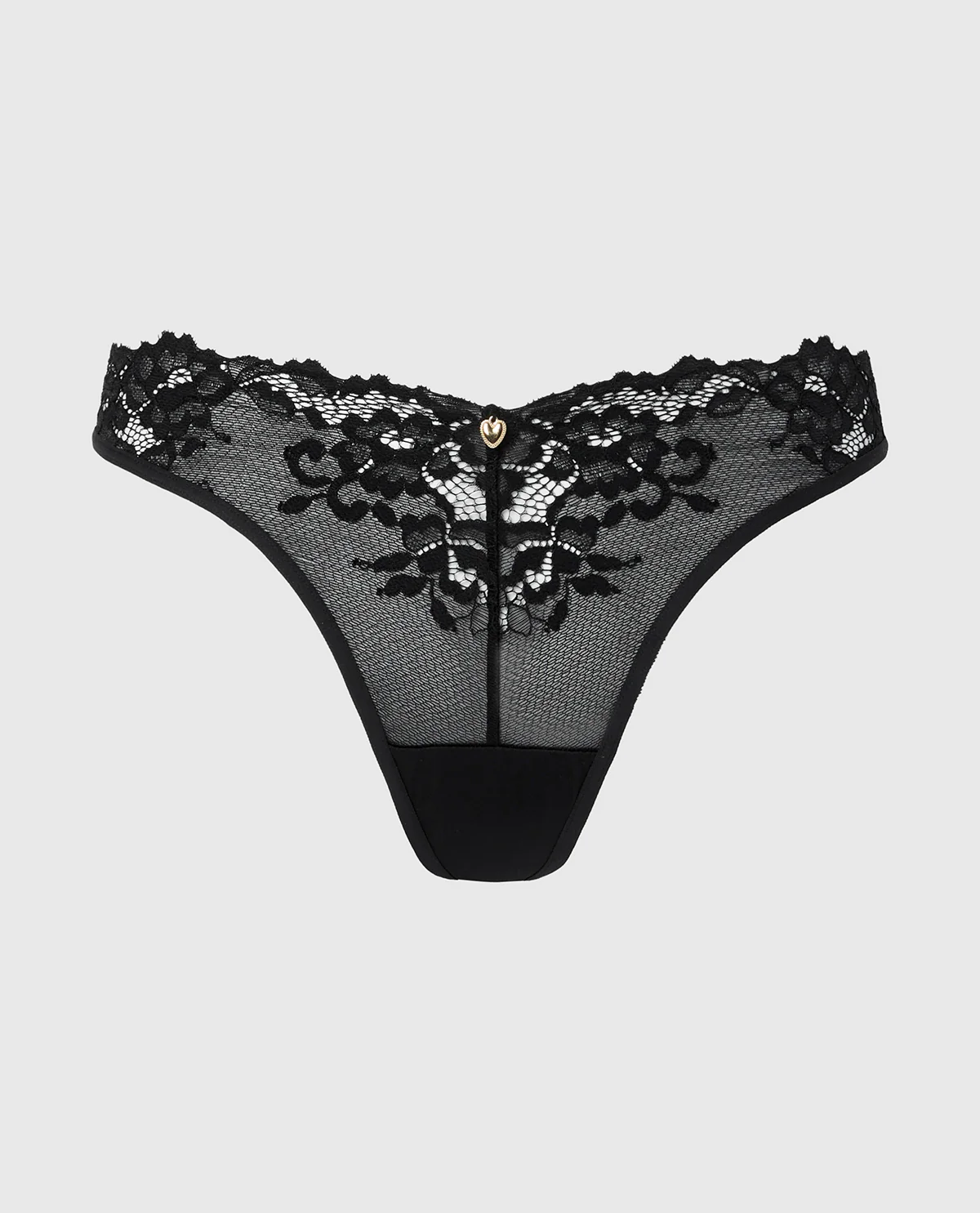 Diva Thong Panty with Romantic Lace in Tuxedo Black - Image 5