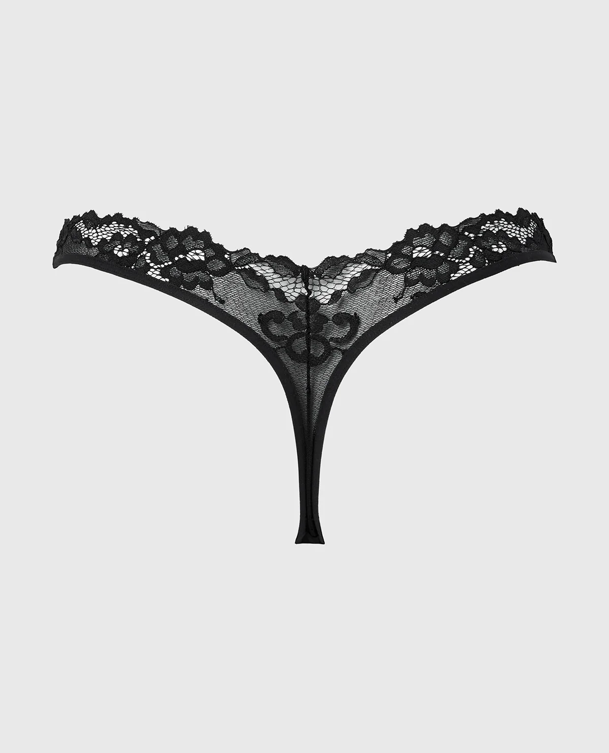 Diva Thong Panty with Romantic Lace in Tuxedo Black - Image 6