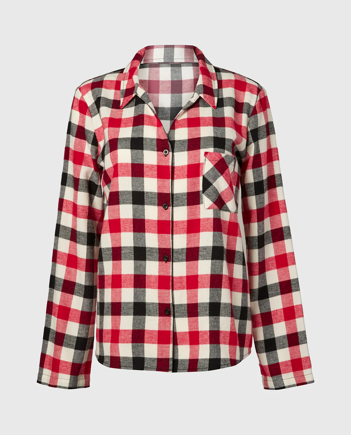 Flannel Sleep Shirt in Winter Gingham - Image 4
