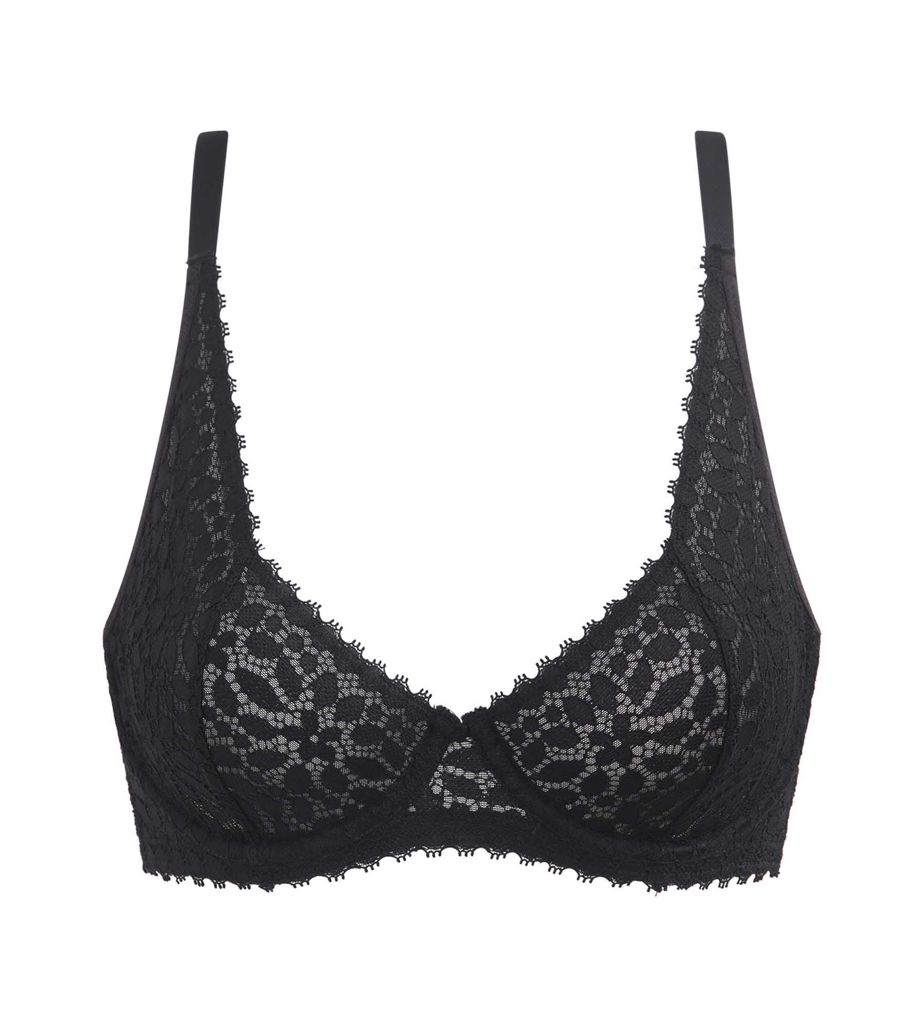 Floral lace triangle bra full coverage