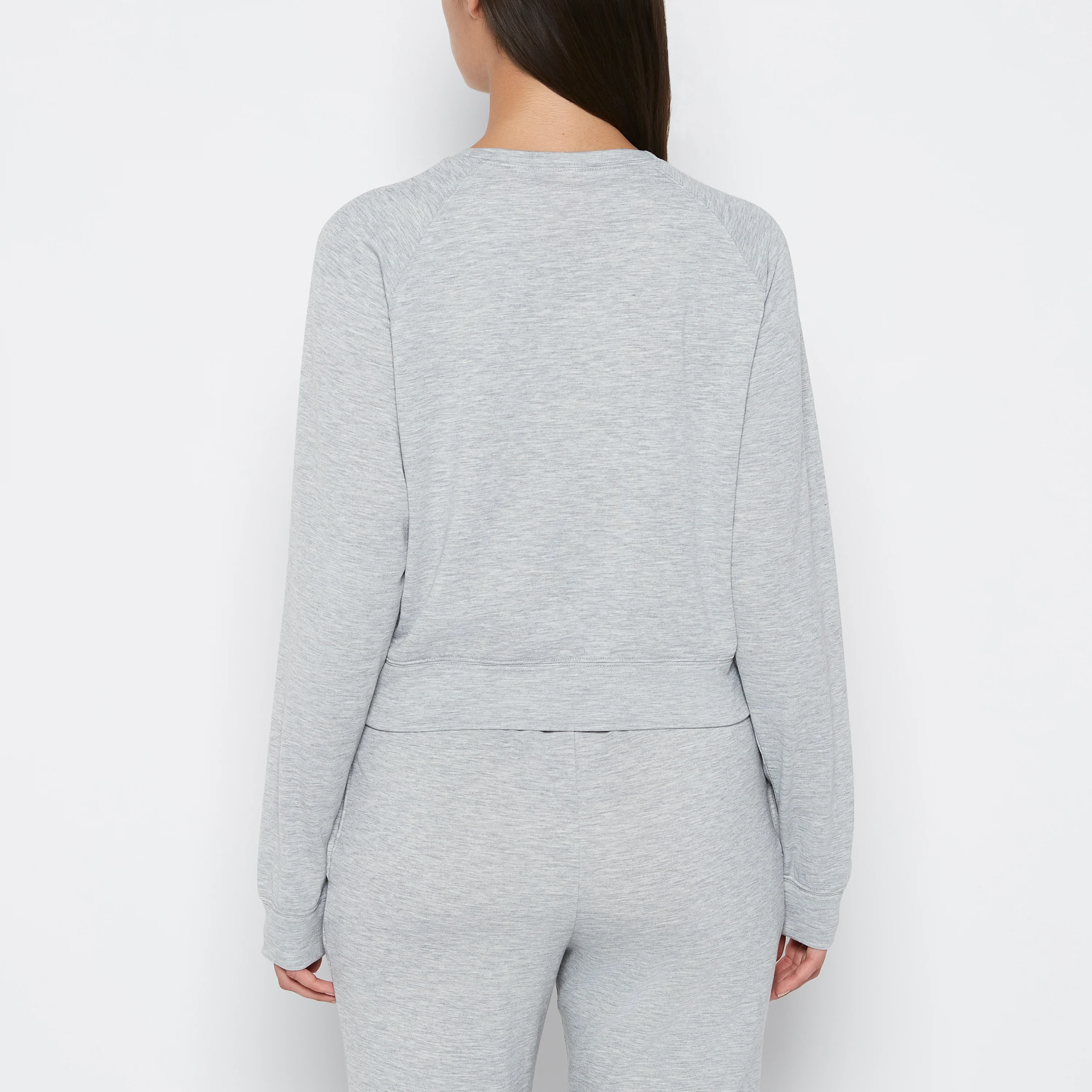 French Terry Crew Neck Sleep Top in Cool Gray Heather - Image 3
