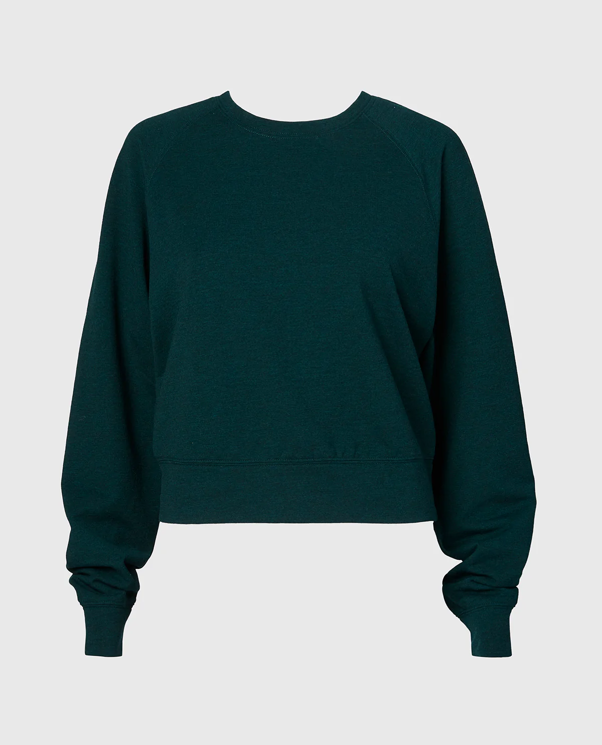 French Terry Crew Neck Sleep Top in Emerald Green Heather - Image 5