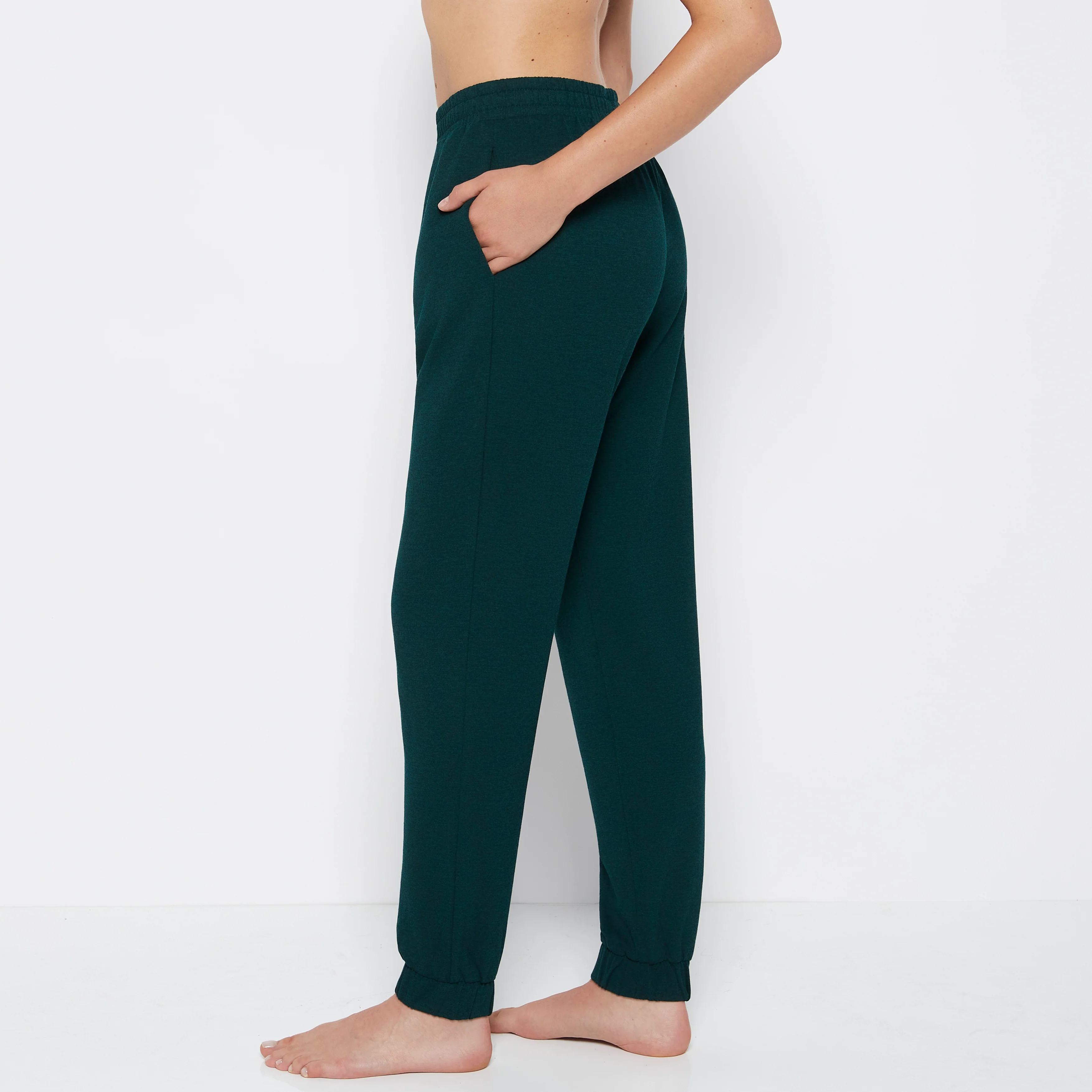 French Terry Sleep Pant in Emerald Green Heather - Image 2