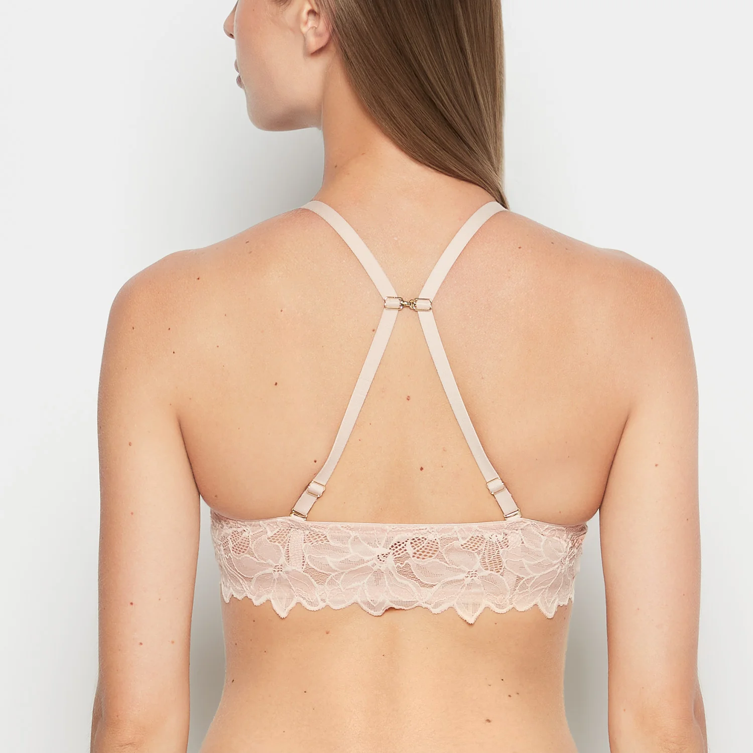 Front Close Push Up Bra with Reverie Lace in Cameo Rose - Image 4