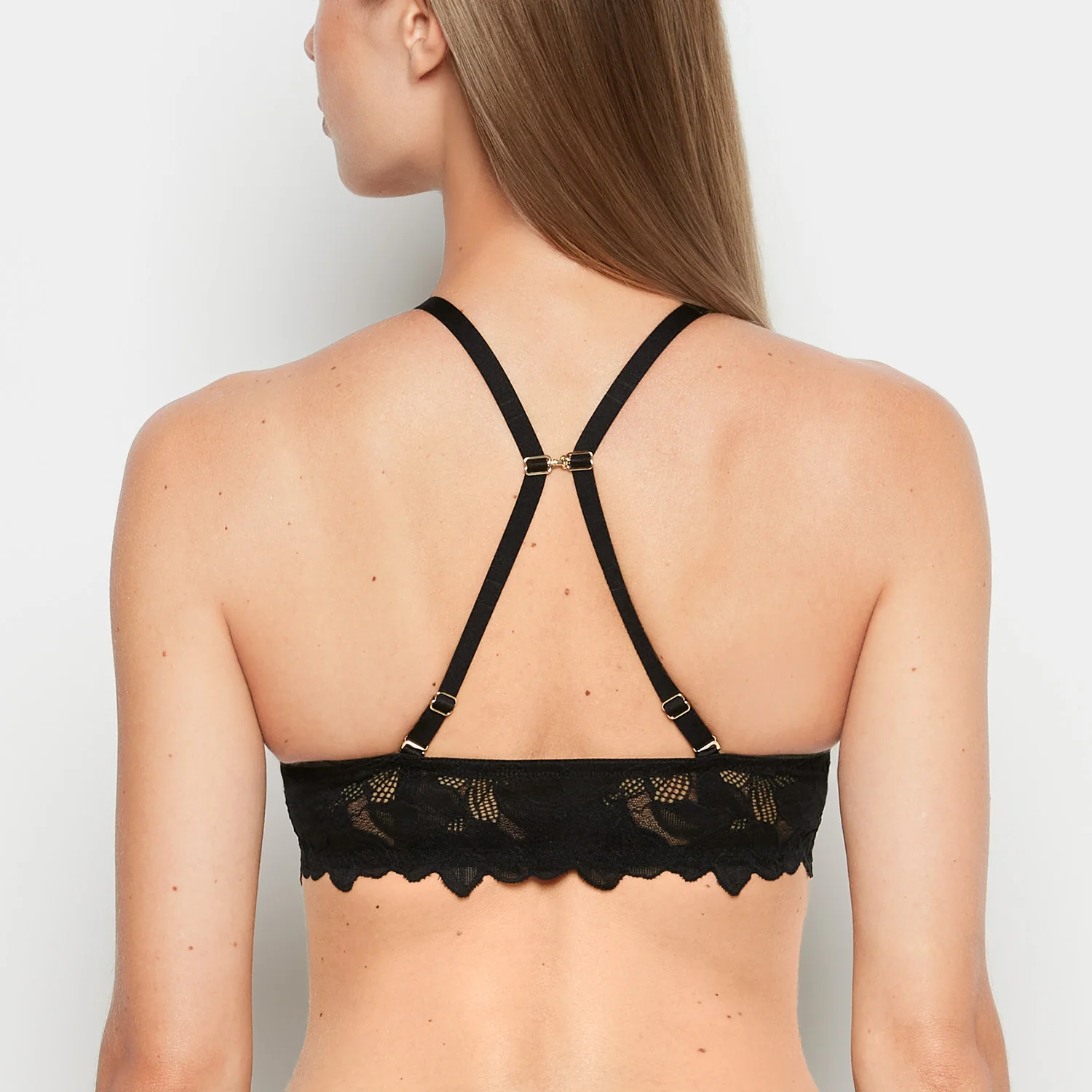 Front Close Push Up Bra with Reverie Lace in Tuxedo Black - Image 4