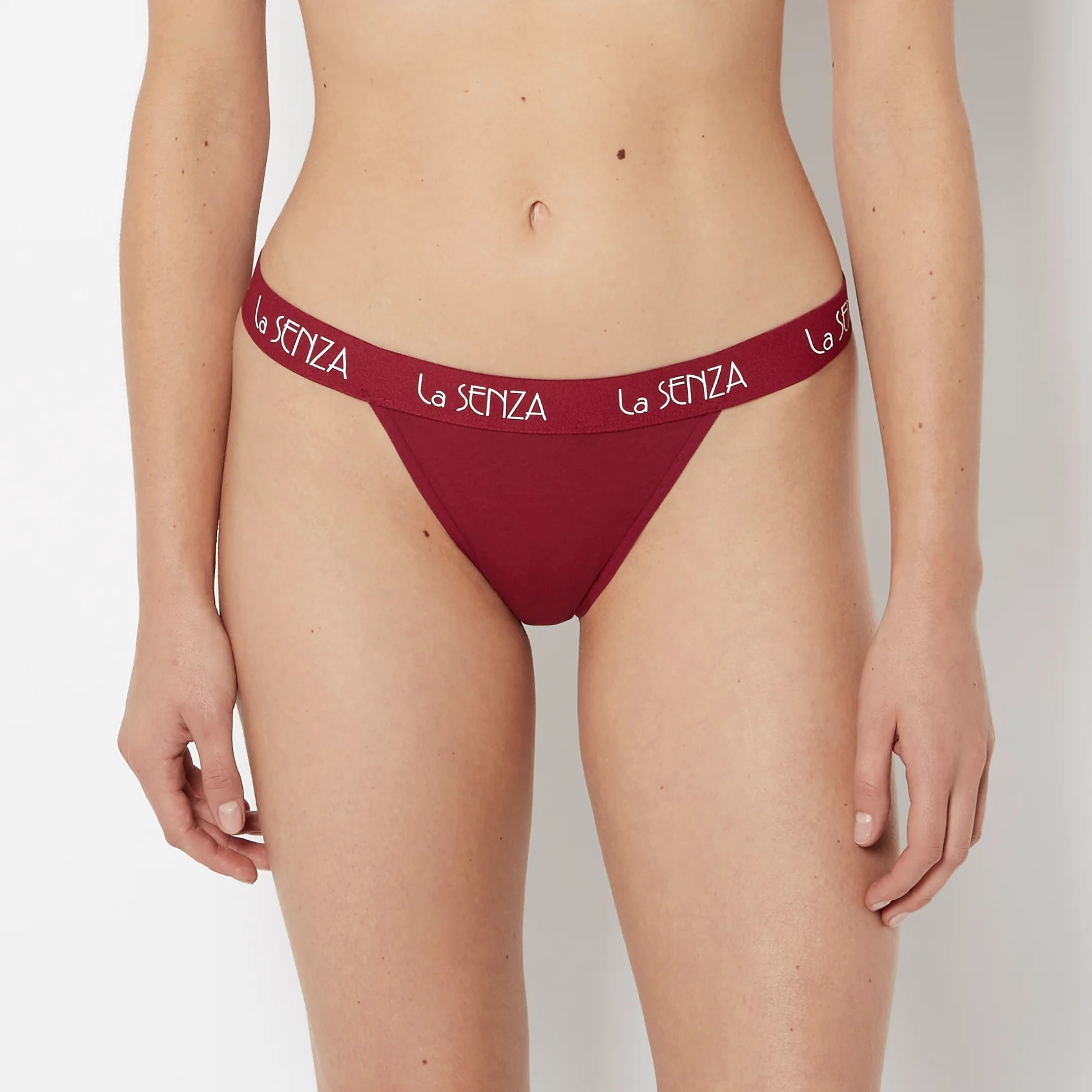 G-String Cotton Panty with Art Deco Logo Band in Plum Rose